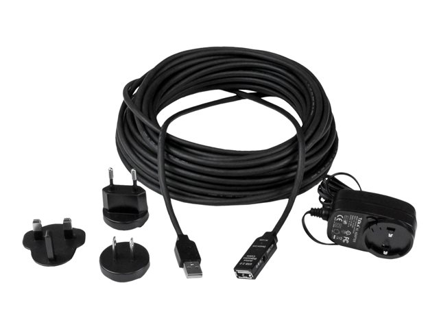 StarTech.com 15m USB 2.0 Repeater Kabel - Aktives USB Verlängerungskabel mit Signalverstärker - 1 x USB Stecker/ 1 x USB Buchse - USB-Verlängerungskabel - USB (W) zu USB (M) - USB 2.0 - 15 m - aktiv - Schwarz - für P/N: SVA5H2NEUA, UUSBOTG