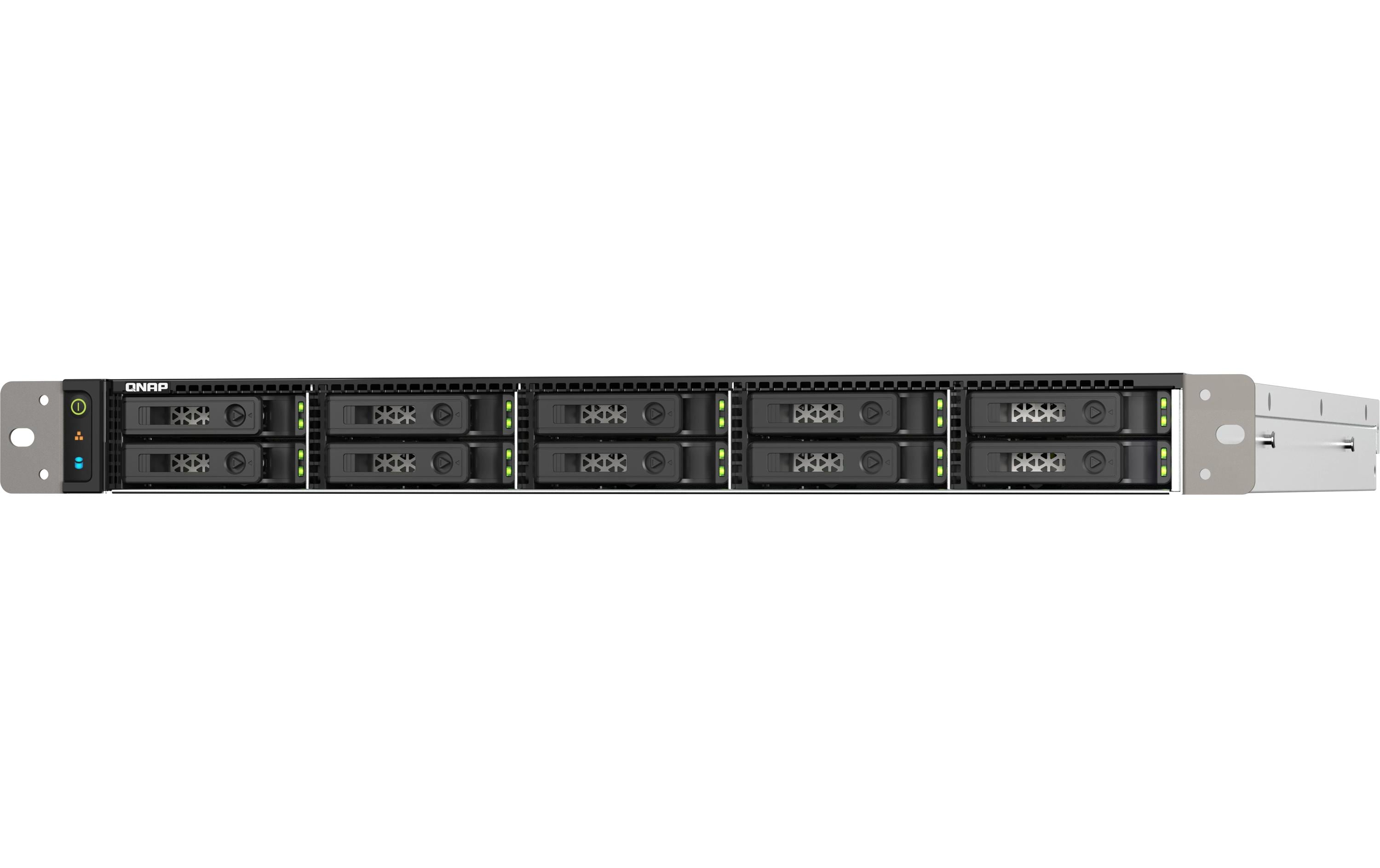 QNAP TS-h1090FU - NAS-Server - 10 Schächte - Rack - einbaufähig - SATA 6Gb/s / PCIe (NVMe) / U.2 - RAID 0, 1, 5, 6, 10, 50, JBOD, 60 - RAM 64GB - 25 Gigabit Ethernet / 2,5 Gigabit Ethernet - iSCSI Support - 1U (TS-H1090FU-7232P-64G)
