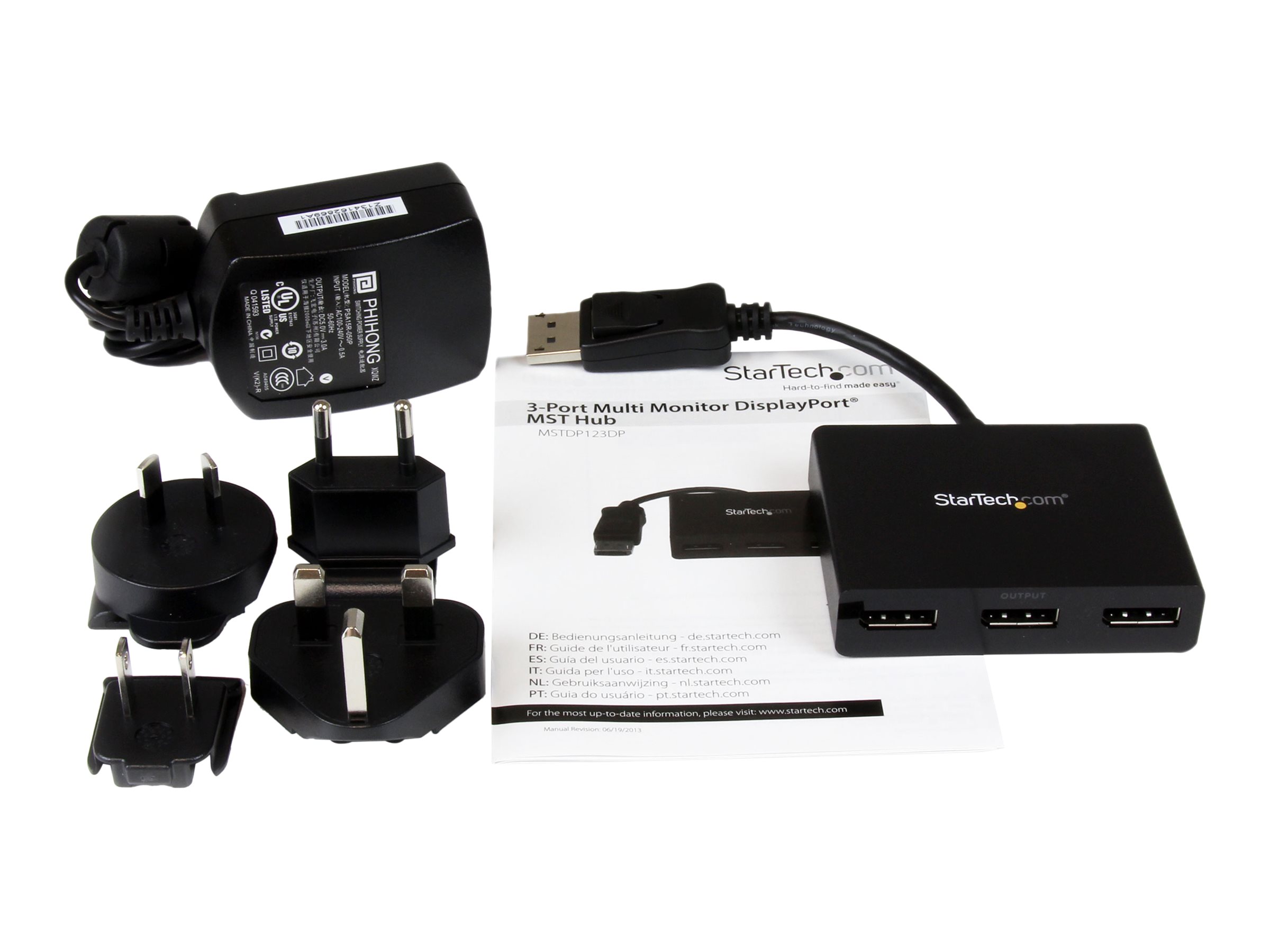 StarTech.com 3-Port Multi Monitor Adapter - DisplayPort 1.2 MST-Hub auf Dual 4K 30Hz & 1x 1080p - Video-Splitter für den erweiterten Desktop-Modus nur auf Windows-PCs - DP auf 3x DP-Monitore (MSTDP123DP) - Video-Verteiler - 3 Anschlüsse