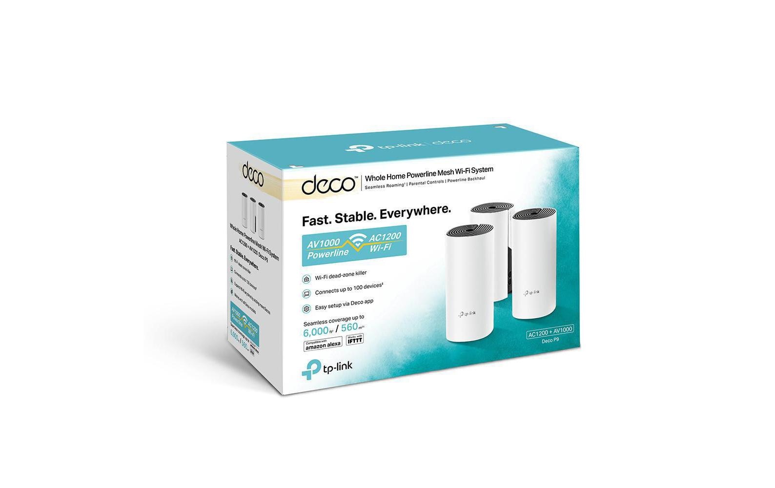 TP-Link Mesh-System Deco P9 Hybrid WiFi mit Powerline 3er-Set 