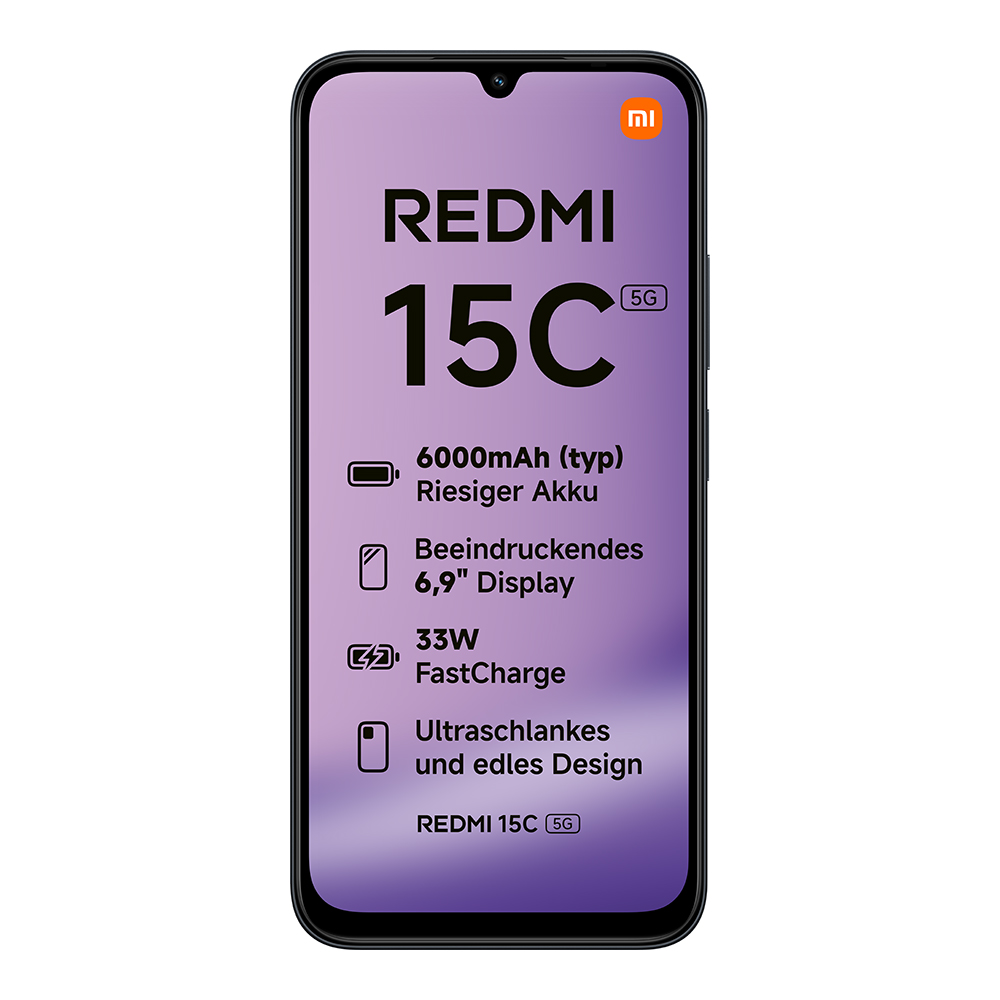 Xiaomi Redmi 15C 5G Dual Sim 4GB RAM, 256GB, Mitternachtsschwarz (MZB0LIOEU)