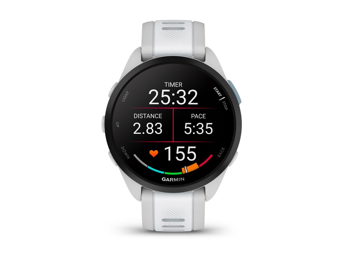 Garmin Forerunner 165 - Nebelgrau - Sportuhr mit Band - Silikon - Whitestone - Handgelenkgröße: 126-203 mm - Anzeige 3 cm (1.2") - 4 GB - Bluetooth, ANT+ - 39 g