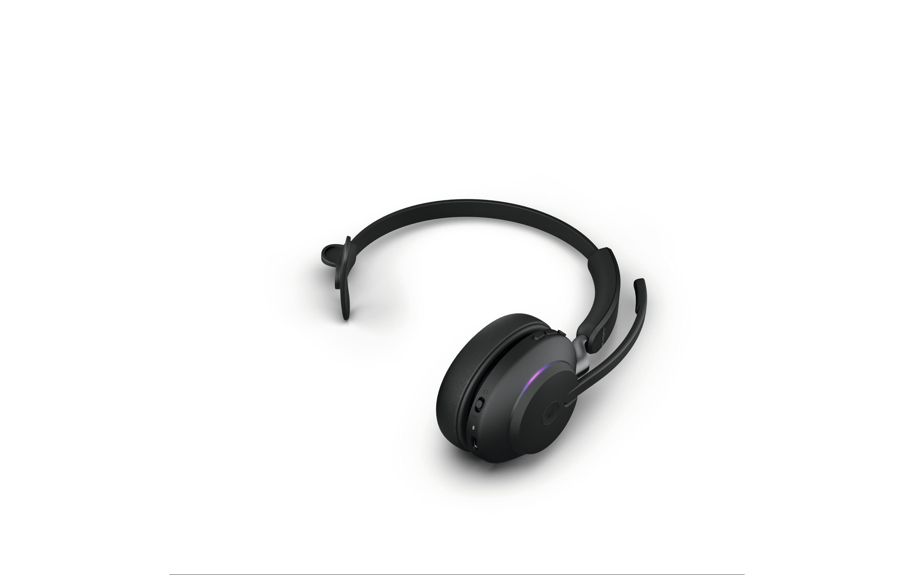 Jabra Evolve2 65 MS Mono - Headset - On-Ear - konvertierbar - Bluetooth - kabellos - USB-C - Geräuschisolierung - Schwarz - Zertifiziert für Microsoft Teams
