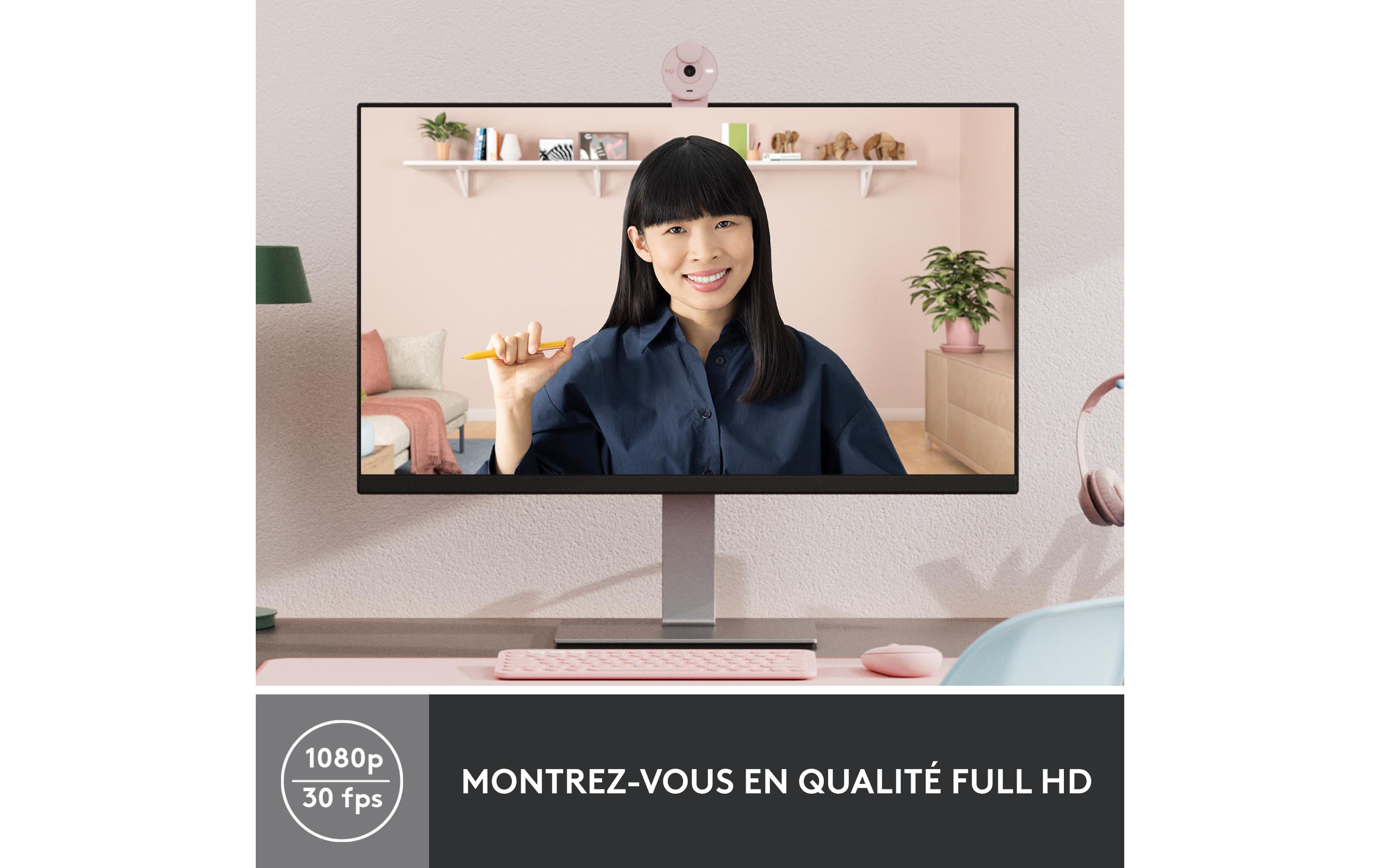 Logitech BRIO 300 - Webcam - Rose - 2 MP - 1920 x 1080 - 1080p, 720p - Audio - USB-C