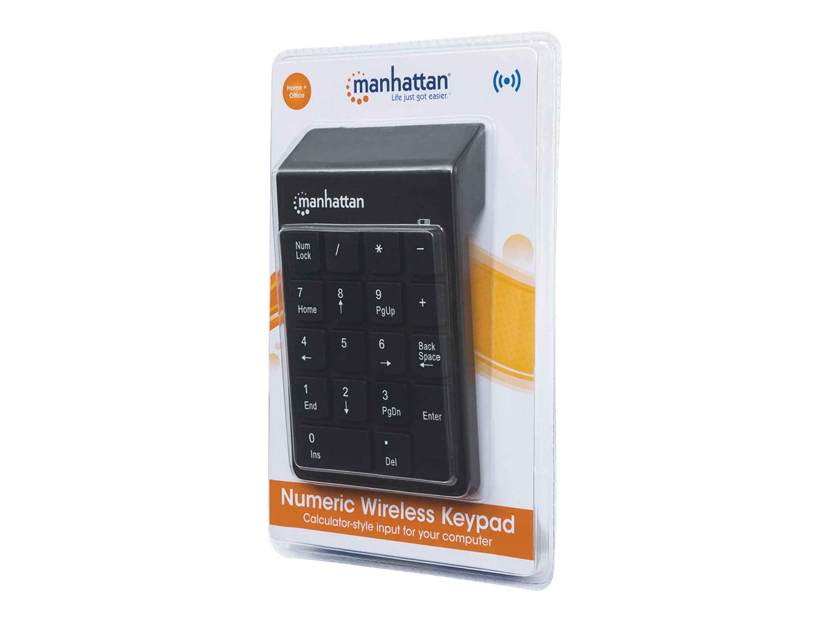 Manhattan Numeric Keypad
Wireless (2.4GHz)
USB-A Micro Receiver
18 Full Size Keys
Black
Membrane Key Switches
Auto Power Management
Range 10m
AAA Battery (included)
Windows and Mac
Three Year Warranty
Blister - Tastenfeld - Schwarz Eingabegerät