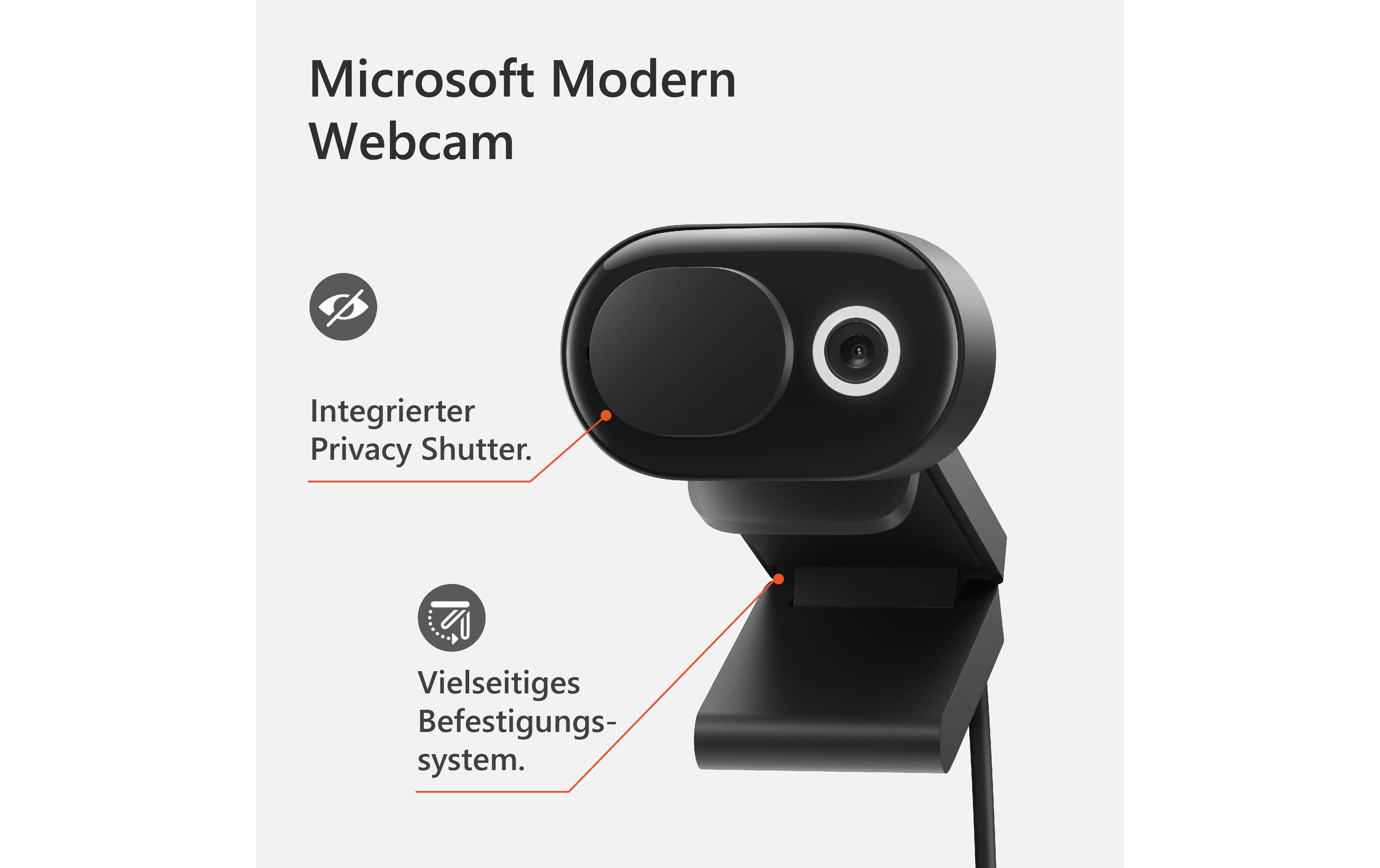 Microsoft Modern Webcam - Webcam - Schwarz - 1920 x 1080 - 1080p - Audio - USB