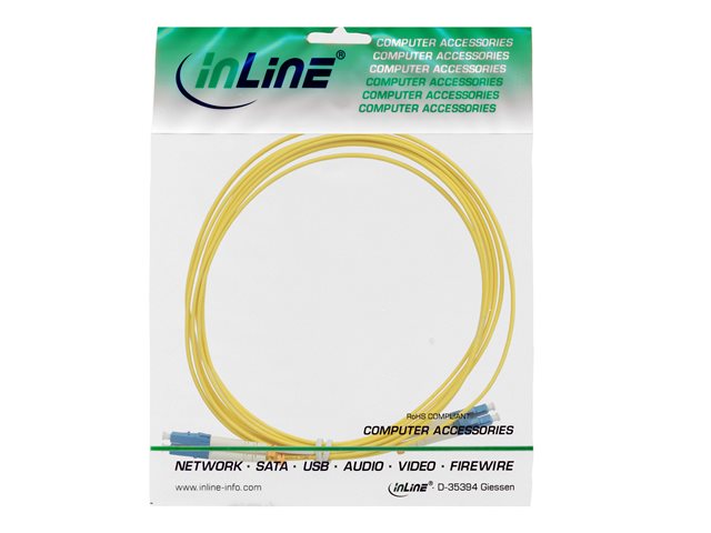 InLine - Patch-Kabel - LC Single-Modus (M) zu LC Single-Modus (M) - 0.5 m - Glasfaser - Duplex - 9/125 Mikrometer - OS2 - halogenfrei - Gelb