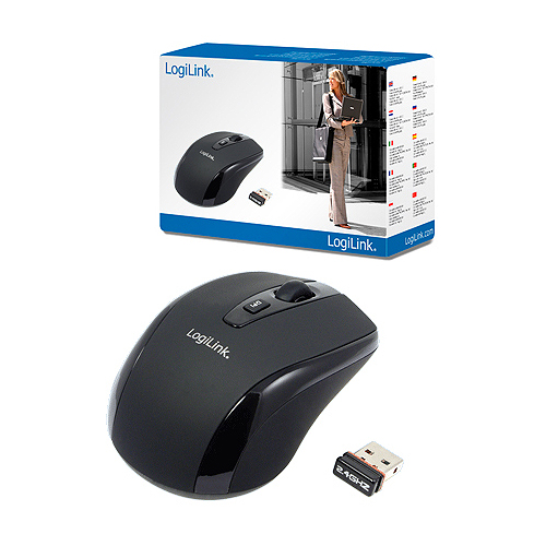 LogiLink Maus Optical Wireless 2.4 GHz Mini - Maus - 2.4 GHz - Schwarz