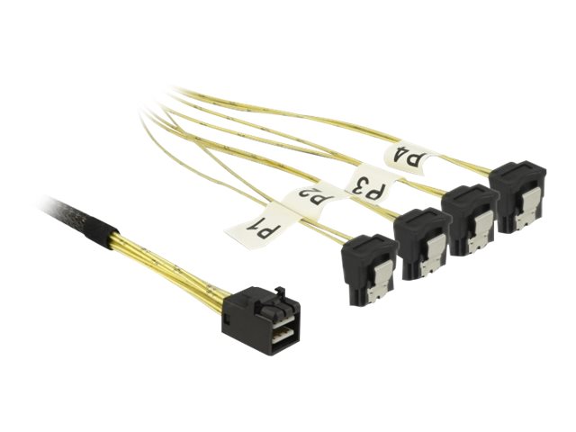 Delock - SATA- / SAS-Kabel - SAS 6Gbit/s - 4x Mini SAS HD (SFF-8643) (S) zu SATA (R) gewinkelt - 50 cm