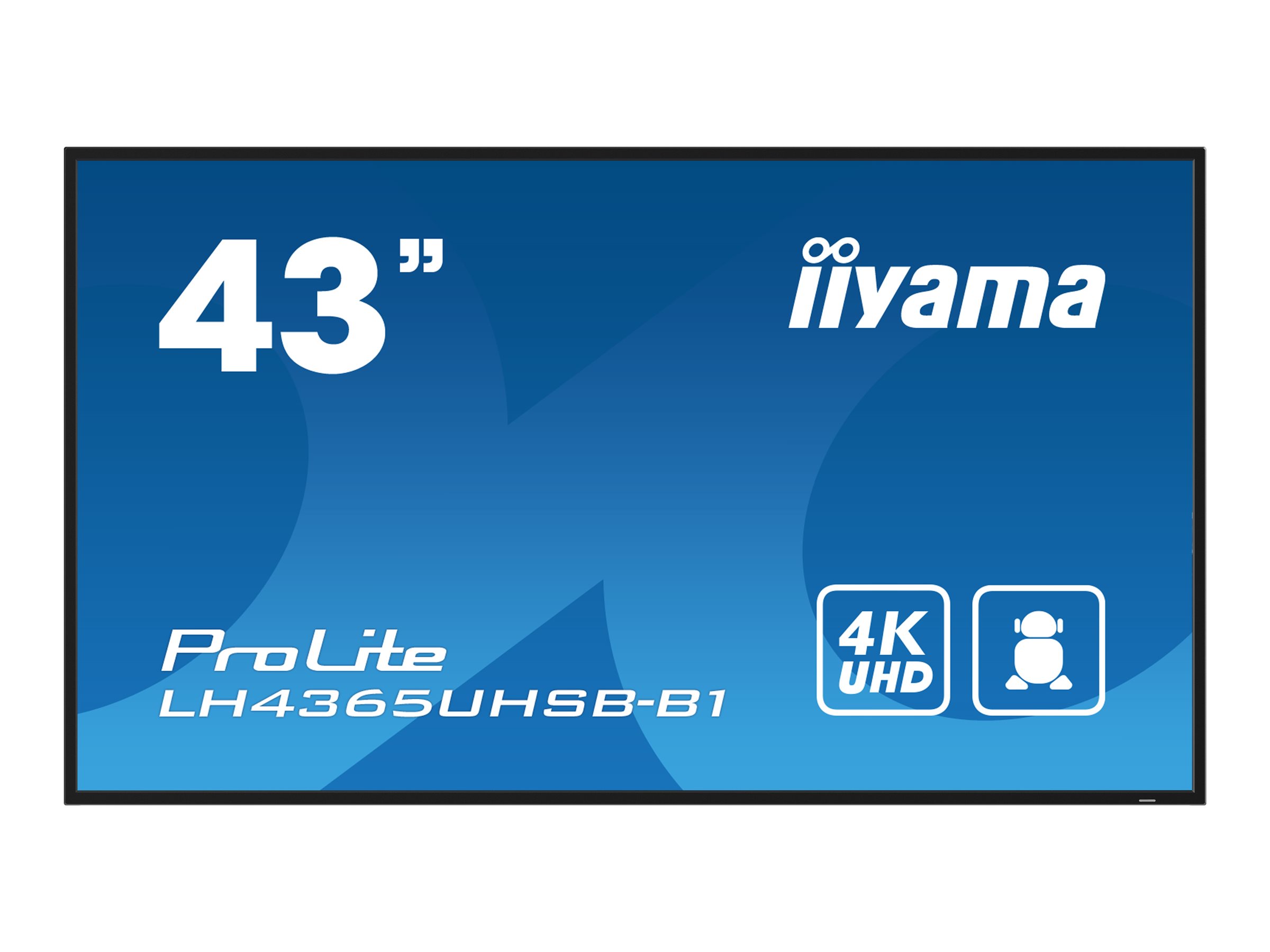 iiyama ProLite LH4365UHSB-B1 - 109 cm (43") Diagonalklasse (108 cm (42.5") sichtbar) LCD-Display mit LED-Hintergrundbeleuchtung - Digital Signage - Android - 4K UHD (2160p) 3840 x 2160 - Schwarz