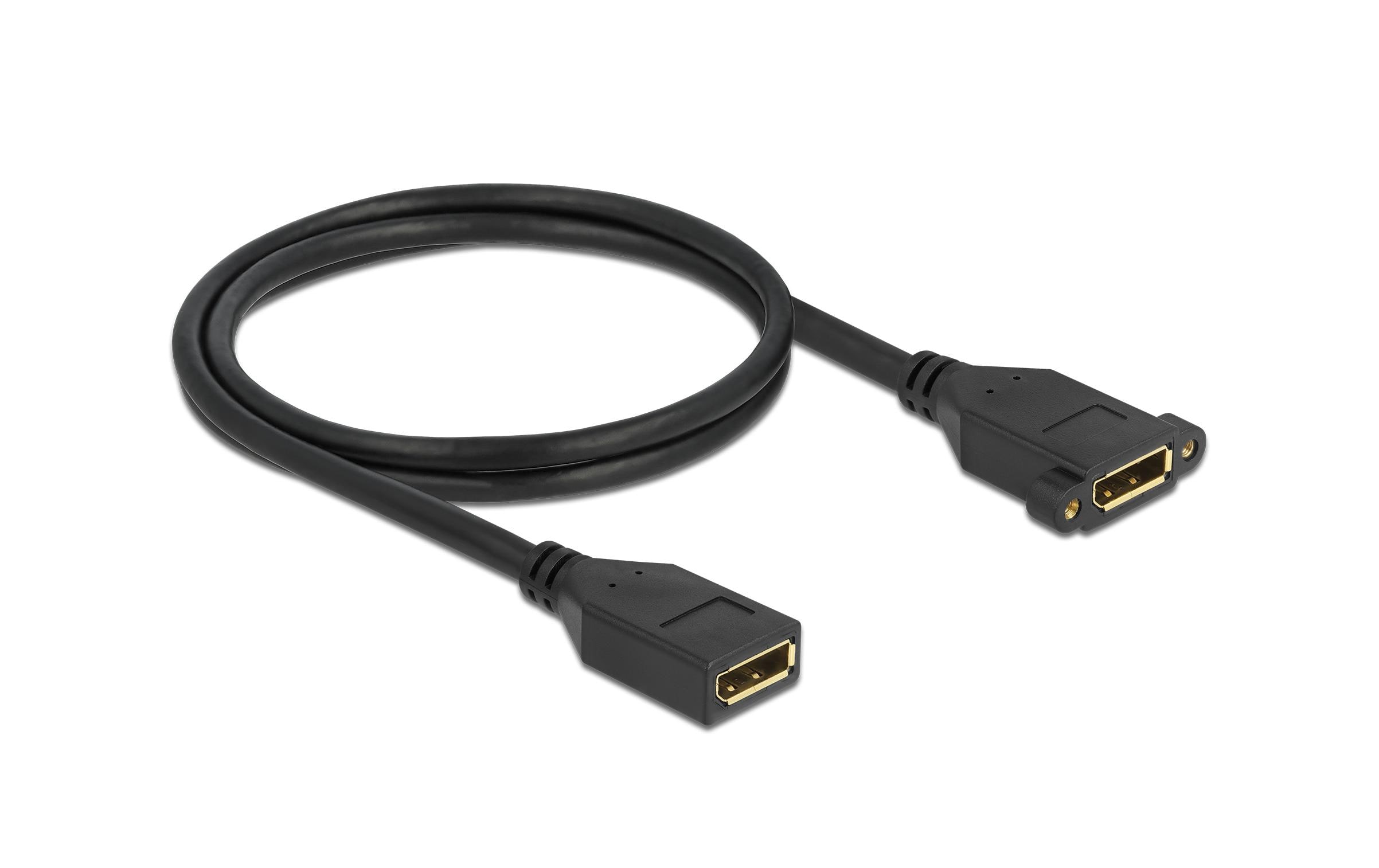 Delock - DisplayPort-Kabel - DisplayPort (W) zu DisplayPort (W) Paneel montierbar - DisplayPort 1.2 - 1 m - unterstützt 4K 60 Hz (3840 x 2160) - Schwarz
