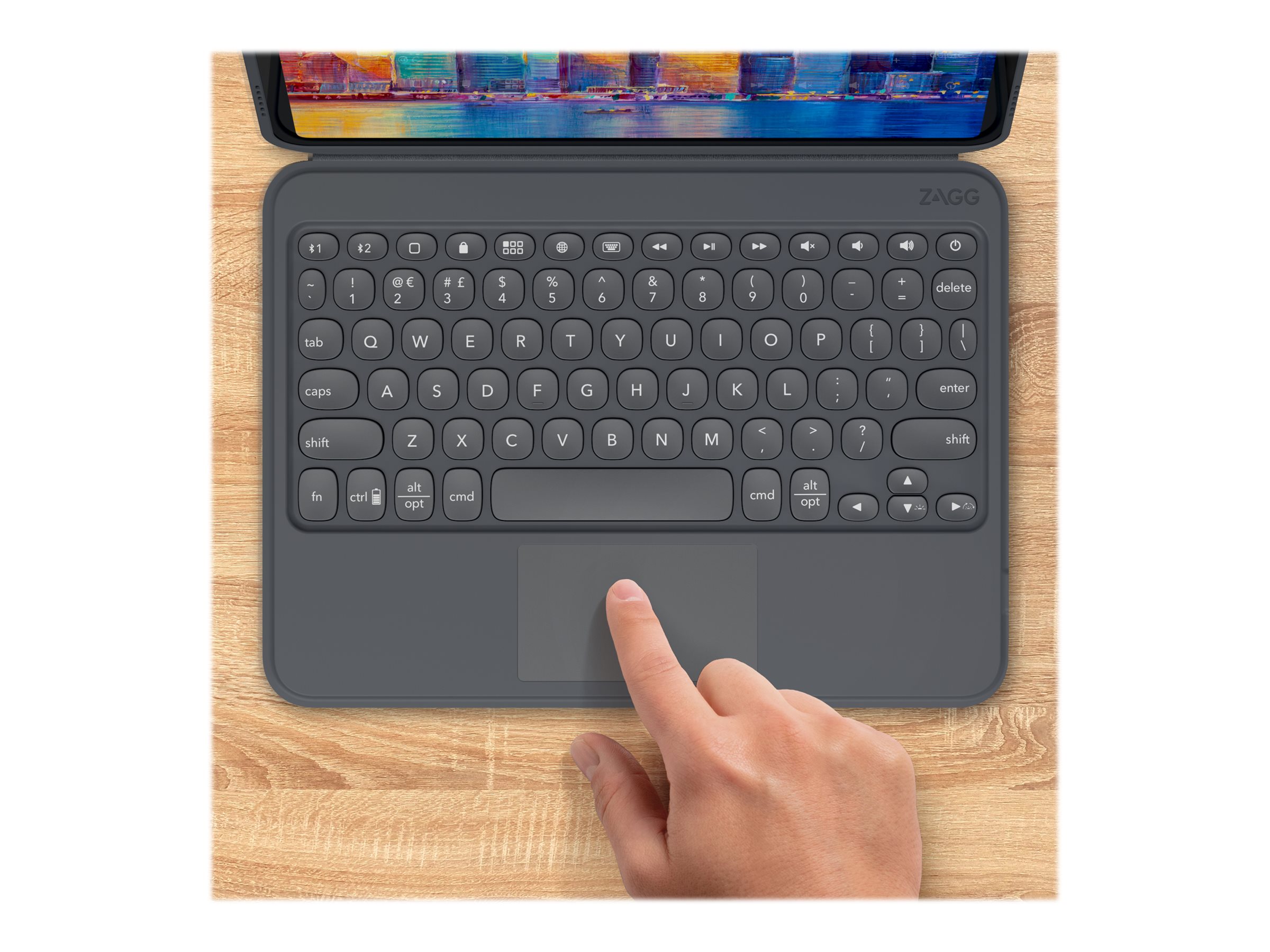 ZAGG Pro Keys - Tastatur und Foliohülle - mit Trackpad - QWERTZ - Deutsch - Schwarz/Grau Eingabegerät