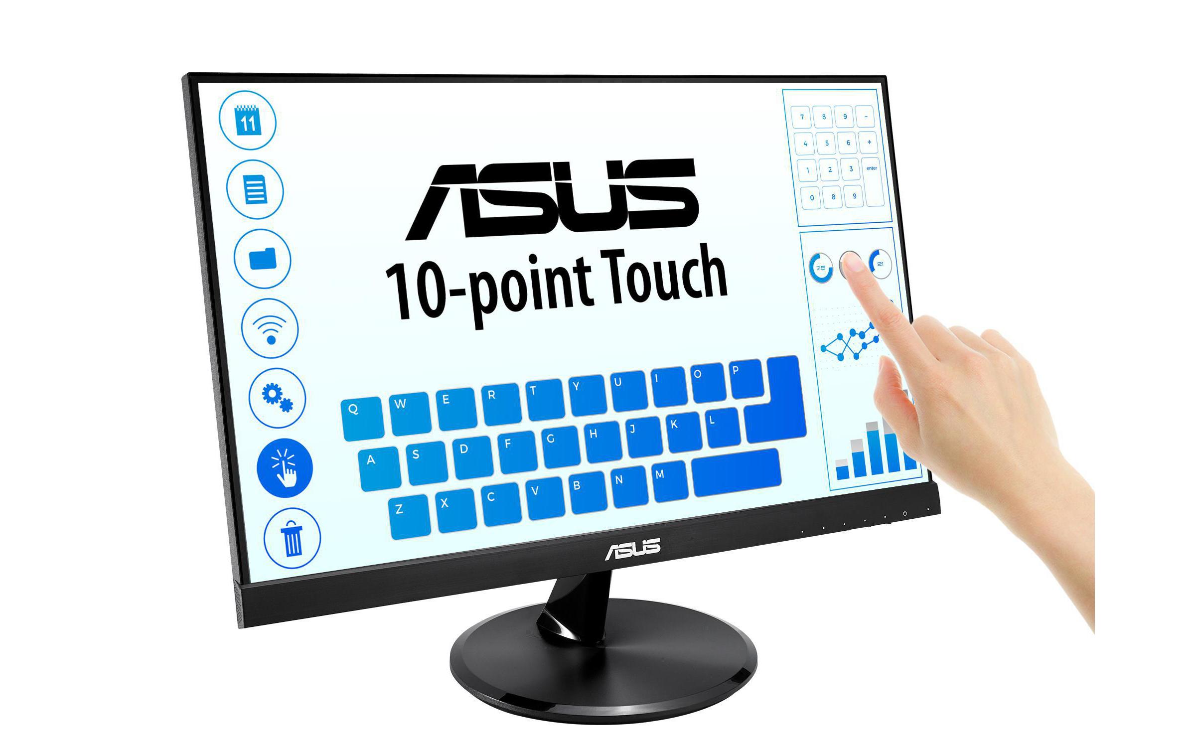 ASUS VT229H - LED-Monitor - 54.6 cm (21.5") - Touchscreen - 1920 x 1080 Full HD (1080p) - IPS - 250 cd/m² - 1000:1 - 5 ms - HDMI, VGA - Lautsprecher - Schwarz