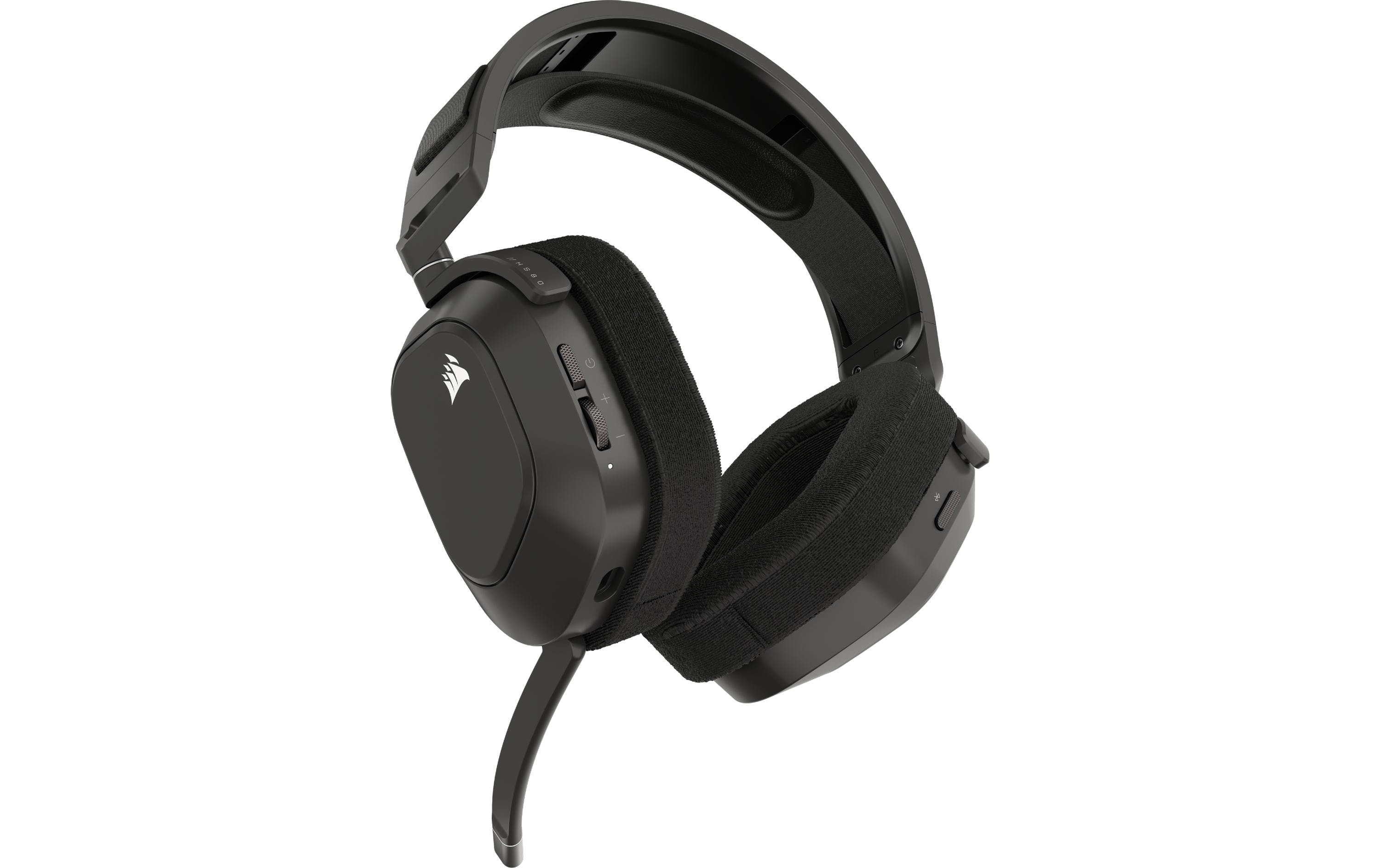 CORSAIR Gaming HS80 MAX WIRELESS - Headset - ohrumschließend - 2,4 GHz - kabellos - USB - Stahlgrau