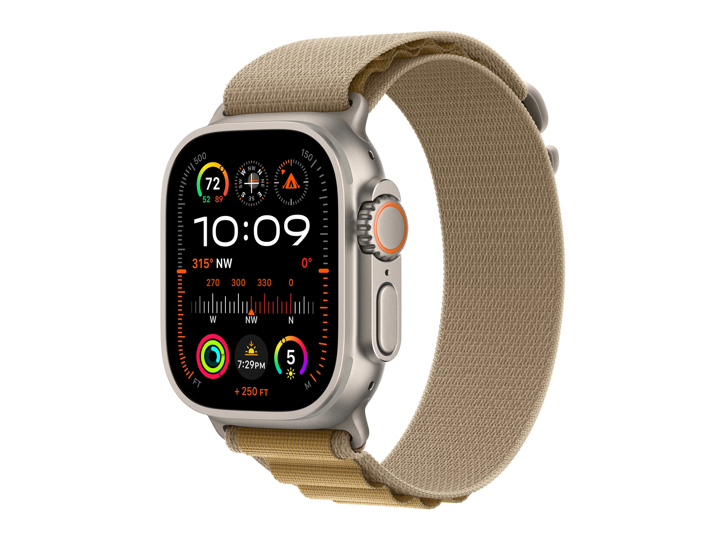 Apple Watch Ultra 2 GPS + Cellular 49mm Natural Titanium Case mit Tan Alpine Band - Small (MX4E3FD/A)