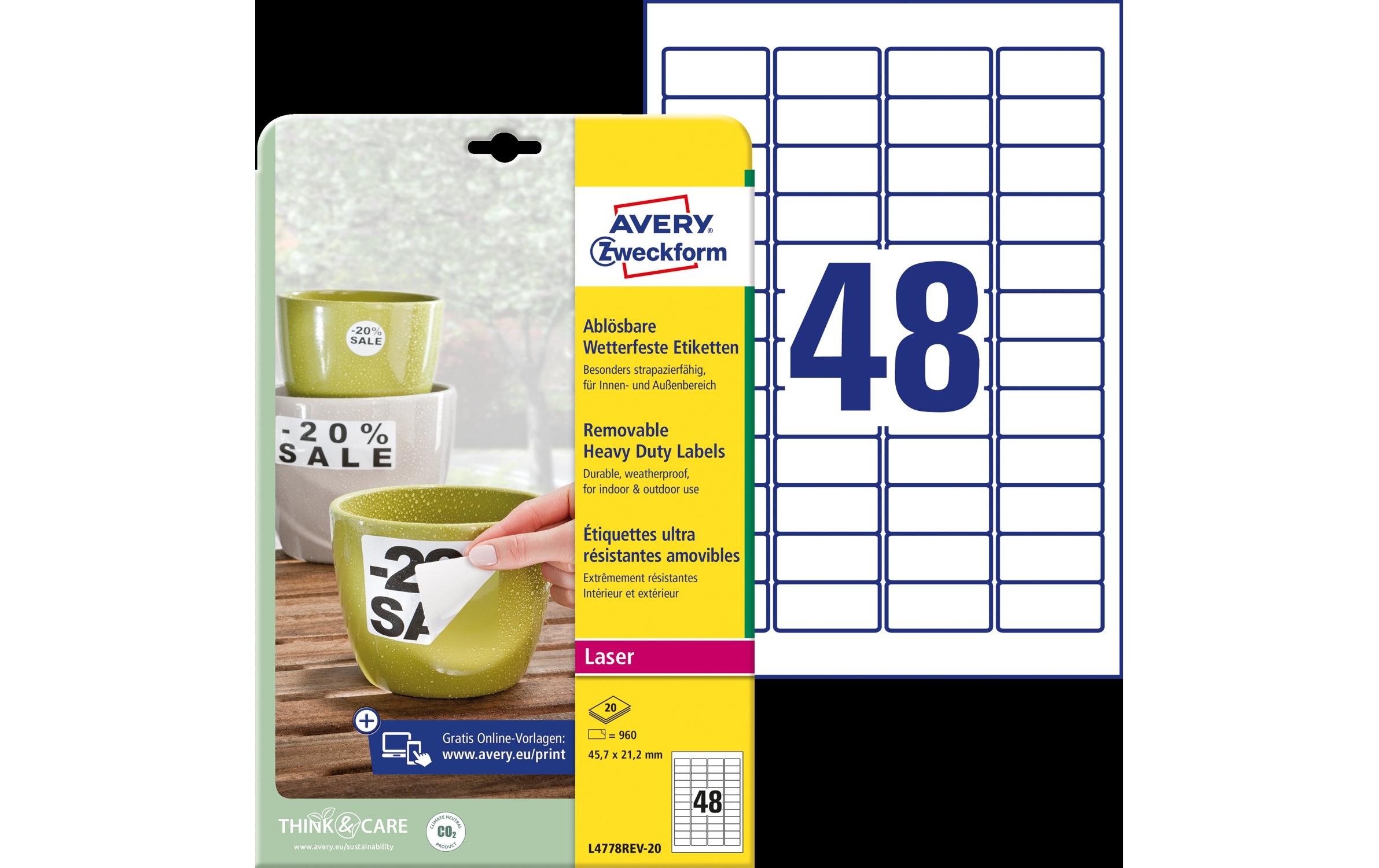 Avery Zweckform Universal-Etiketten 45.7 x 21.2 mm, 20 Blatt