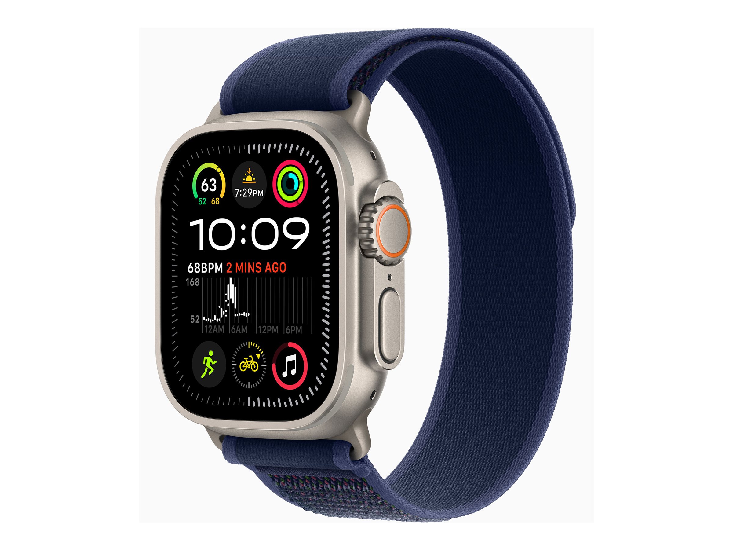 Apple Watch Ultra 2 GPS + Cellular 49mm Natural Titanium Case mit Blue Trail Band - S/M (MX4J3FD/A)