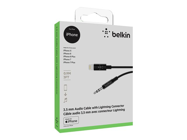Belkin - Kabel Lightning auf Kopfhöreranschluss - Lightning männlich zu mini-phone stereo 3.5 mm männlich - 91.4 cm - Schwarz