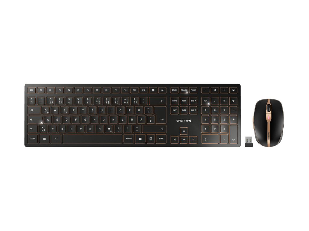 CHERRY DW 9100 SLIM - Tastatur-und-Maus-Set - QWERTZ - Deutsch - schwarz/bronze Eingabegerät