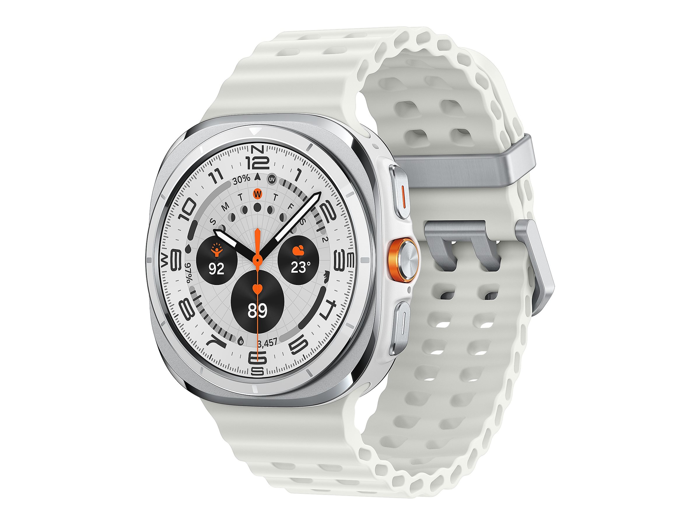 Samsung Galaxy Watch Ultra - 47 mm - titanium white - intelligente Uhr mit Marineband - Gummi - weiß - Bandgröße: S/M/L - Anzeige 3.73 cm (1.5") (SM-L705FAW2DBT)