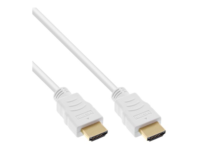 InLine High Speed Premium - HDMI-Kabel mit Ethernet - HDMI männlich zu HDMI männlich - 1 m - dreifach abgeschirmtes Twisted-Pair-Kabel - weiß - 4K Unterstützung