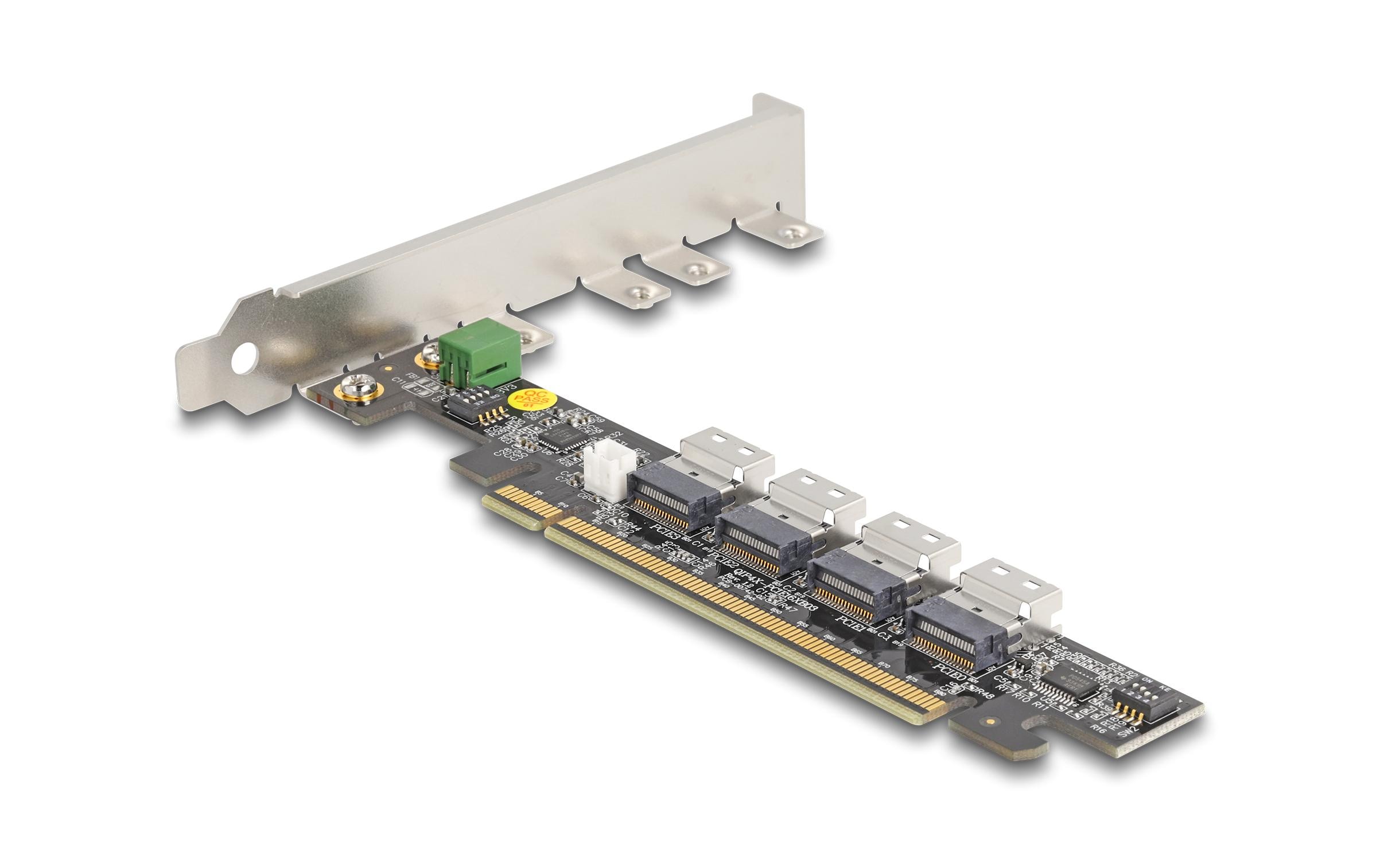 Delock Host Bus Adapter PCI-e x16, 4x SFF-8654 NVMe Bifurcation