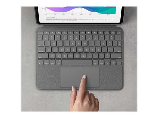 Logitech Combo Touch - Tastatur und Foliohülle - mit Trackpad - QWERTY - US International - Oxford Gray Eingabegerät