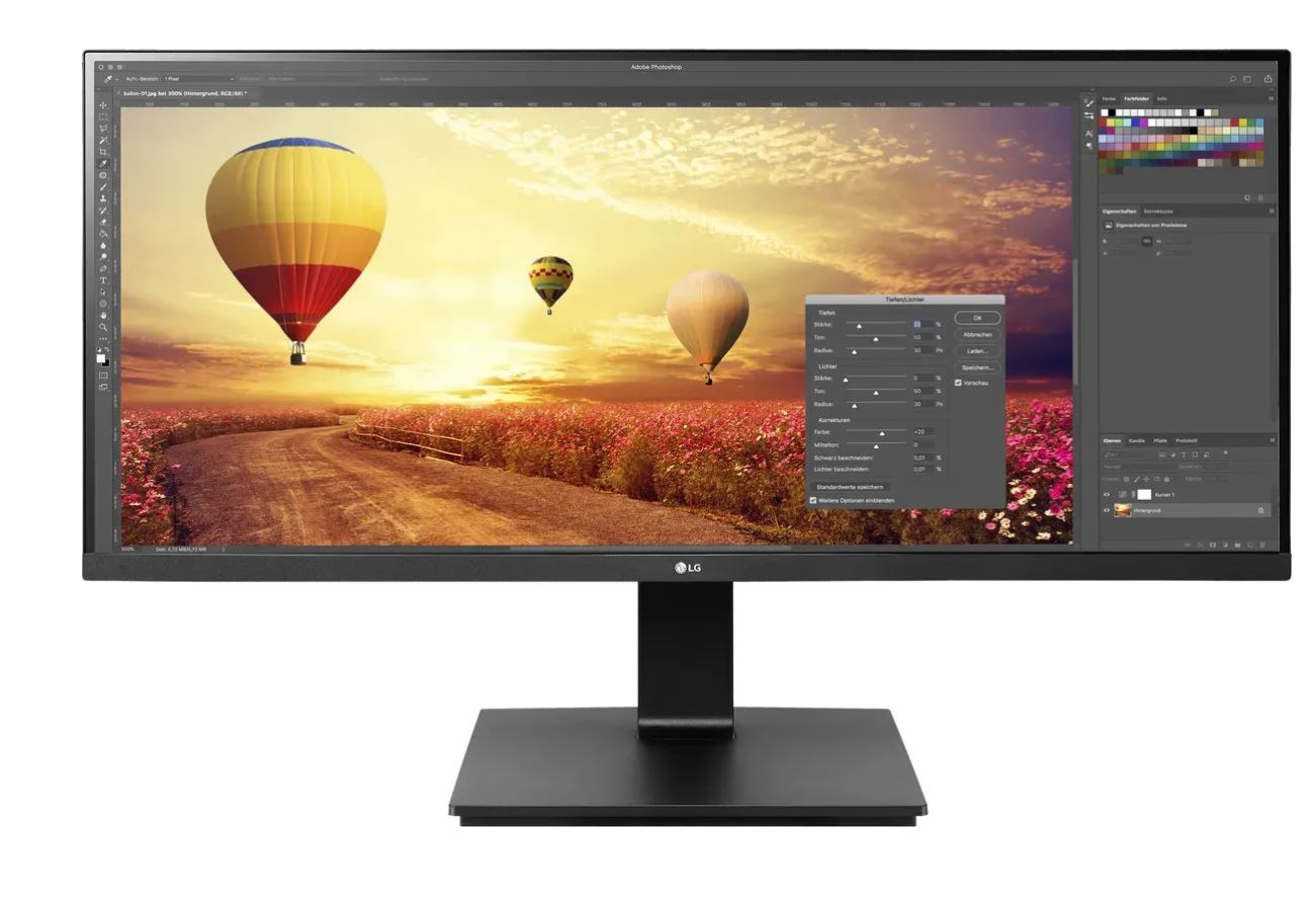 LG UltraWide 34BR65F-B - LED-Monitor - 86.6 cm (34") - 2560 x 1080 @ 75 Hz - IPS - 400 cd/m² - 1000:1 - HDR10, HDR400 - 5 ms - 2xHDMI, DisplayPort - Lautsprecher - Schwarz