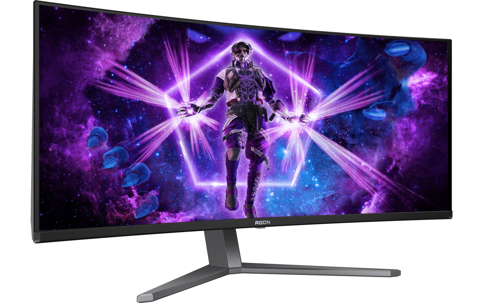 AOC AGON PRO AG346UCD - OLED-Monitor - Gaming - gebogen - 86.36 cm (34") - 3440 x 1440 @ 175 Hz - 15000000:1 - DisplayHDR 400 True Black - 0.03 ms - 2xHDMI, DisplayPort - Lautsprecher - Dunkelgrau