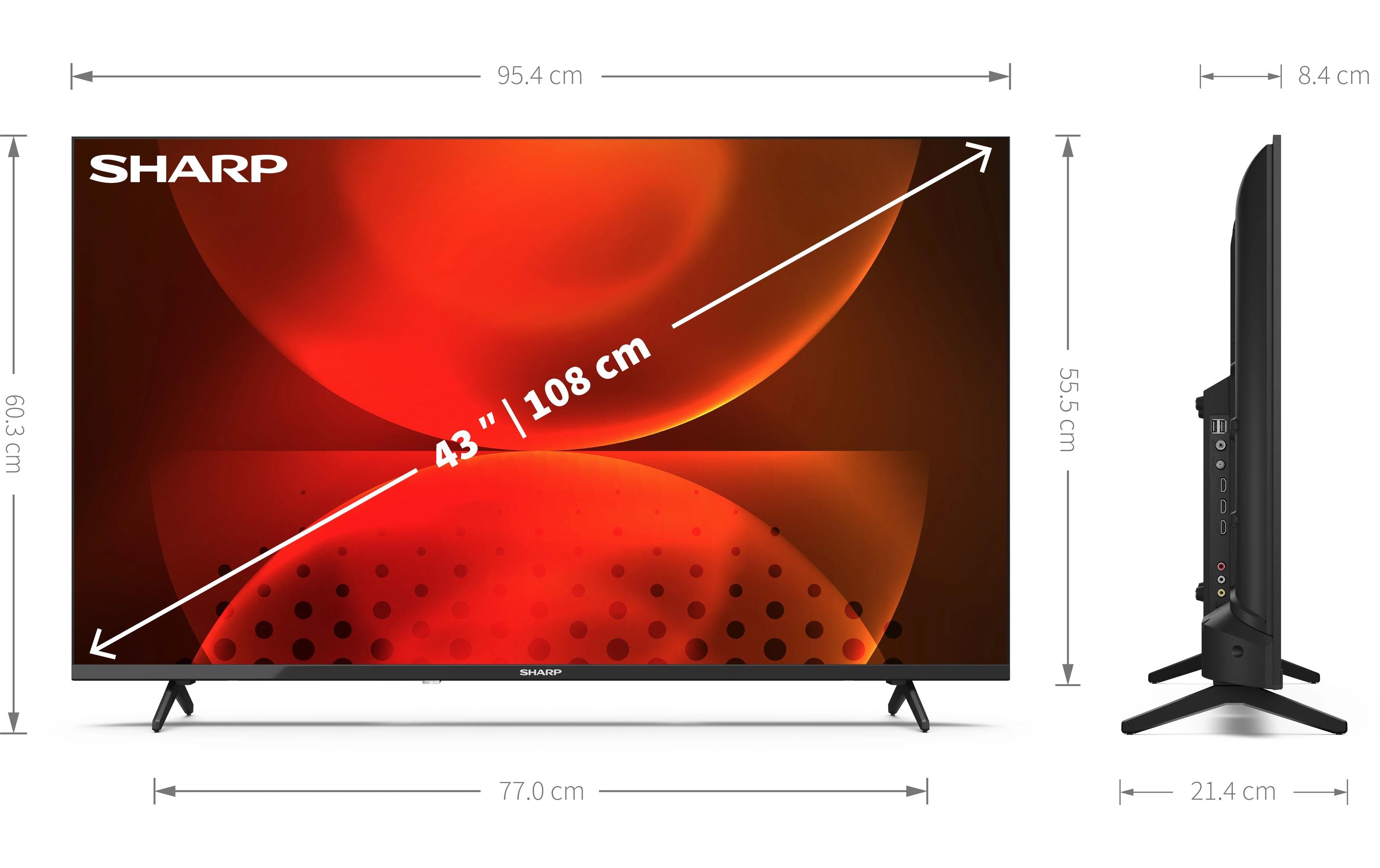 Sharp 43FH2EA Fernseher 109.2 cm 43" Full HD Smart-TV WLAN Schwarz 43FH2 - 109,2 cm - 43" - (1920x1080) - 1080p - DVB-C - DVB-S2 - DVB-T2 - HDMI - RJ-45 - Fernbedienung