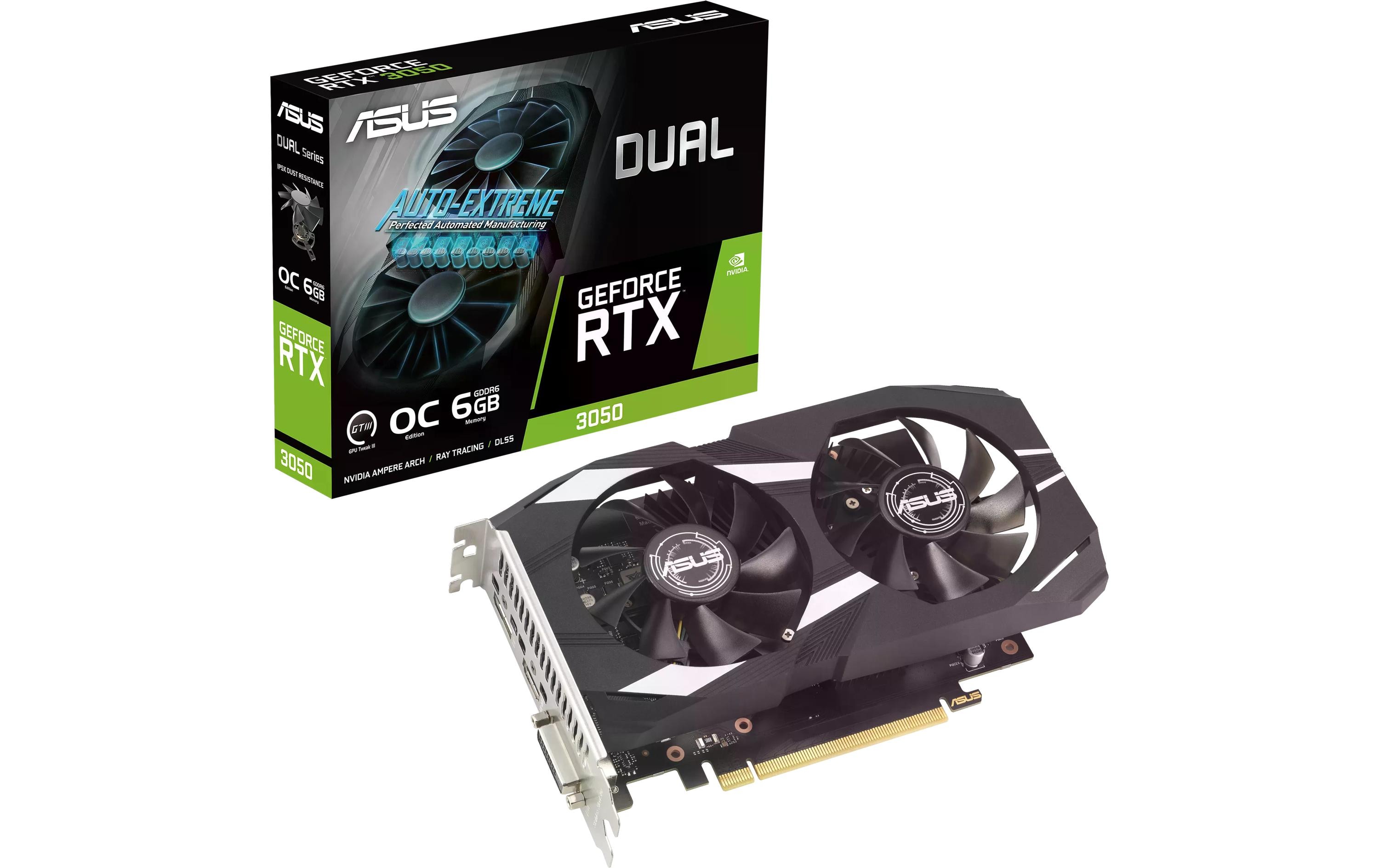 ASUS DUAL GeForce RTX 3050 Gaming Grafikkarte, 6GB GDDR6, HDMI, DP