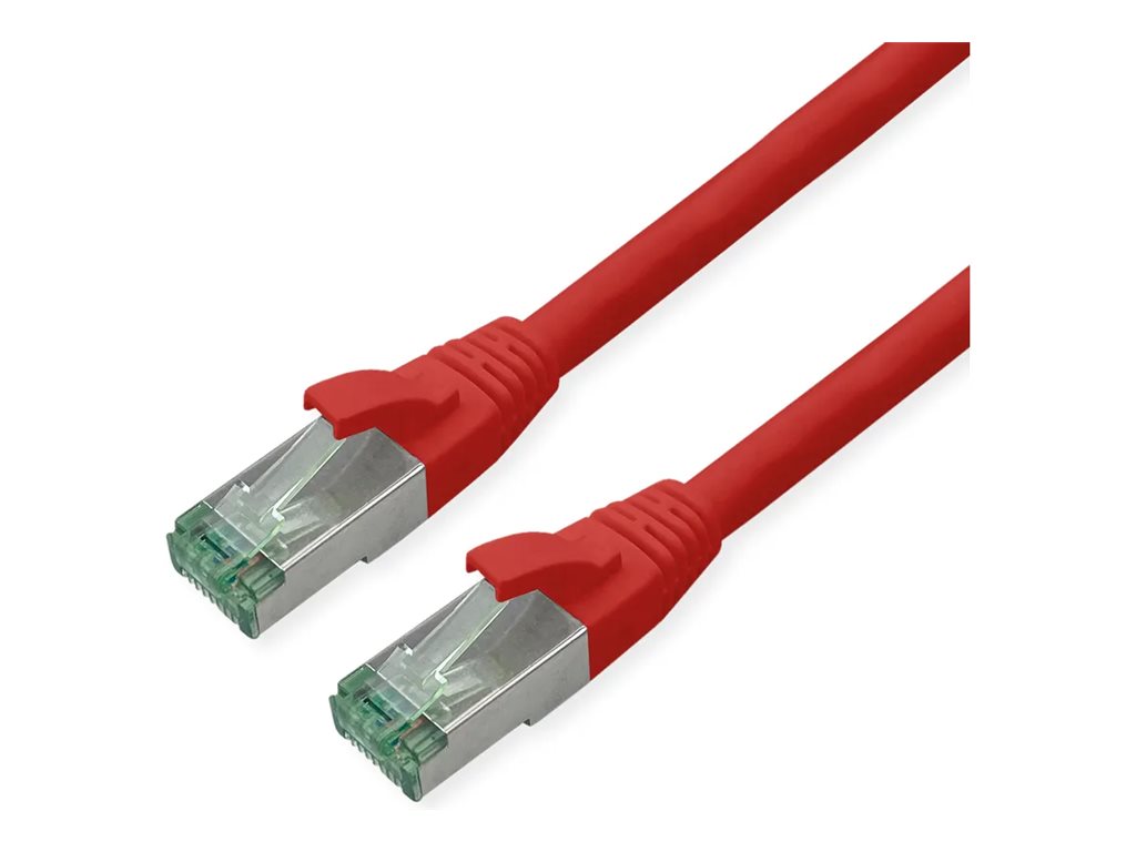 Roline Recycled Material - Patch-Kabel - RJ-45 (M) zu RJ-45 (M) - 30 cm - 6 mm - S/FTP, PiMF - CAT 7 (Kabel) / CAT 6a (Anschlüsse) - geformt, verseilt - Rot, Pantone 199C