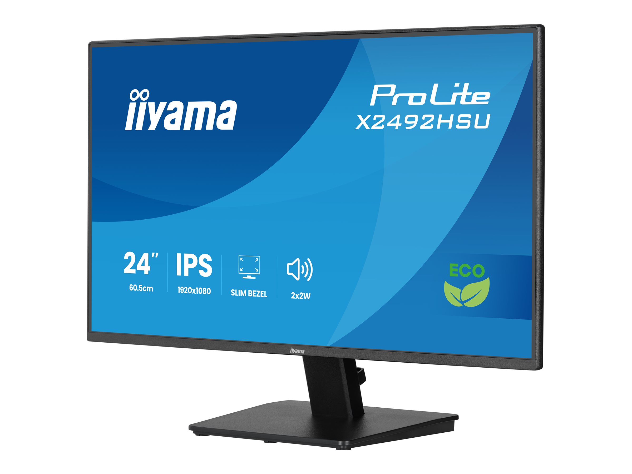 iiyama ProLite X2492HSU-B1 - LED-Monitor - 61 cm (24") - 1920 x 1080 Full HD (1080p) @ 120 Hz - IPS - 300 cd/m² - 1500:1 - 3 ms - HDMI, DisplayPort - Lautsprecher - mattschwarz