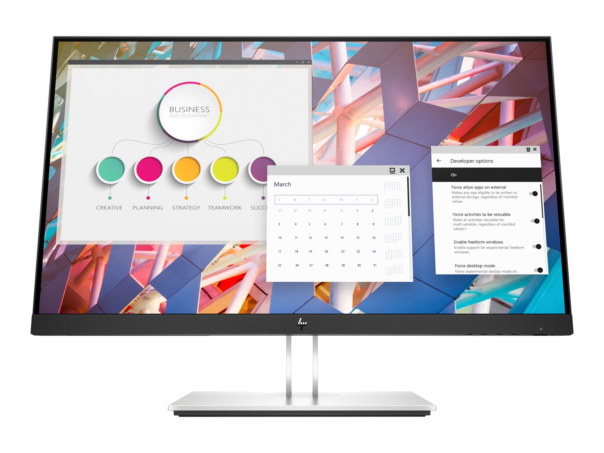 HP E24 G4 - E-Series - LED-Monitor - 61 cm (24") (23.8" sichtbar) - 1920 x 1080 Full HD (1080p) @ 60 Hz - IPS - 250 cd/m² - 1000:1 - 5 ms - HDMI, VGA, DisplayPort - Silber (Halter), schwarzer Kopf - Sonderaktion - Smart Buy