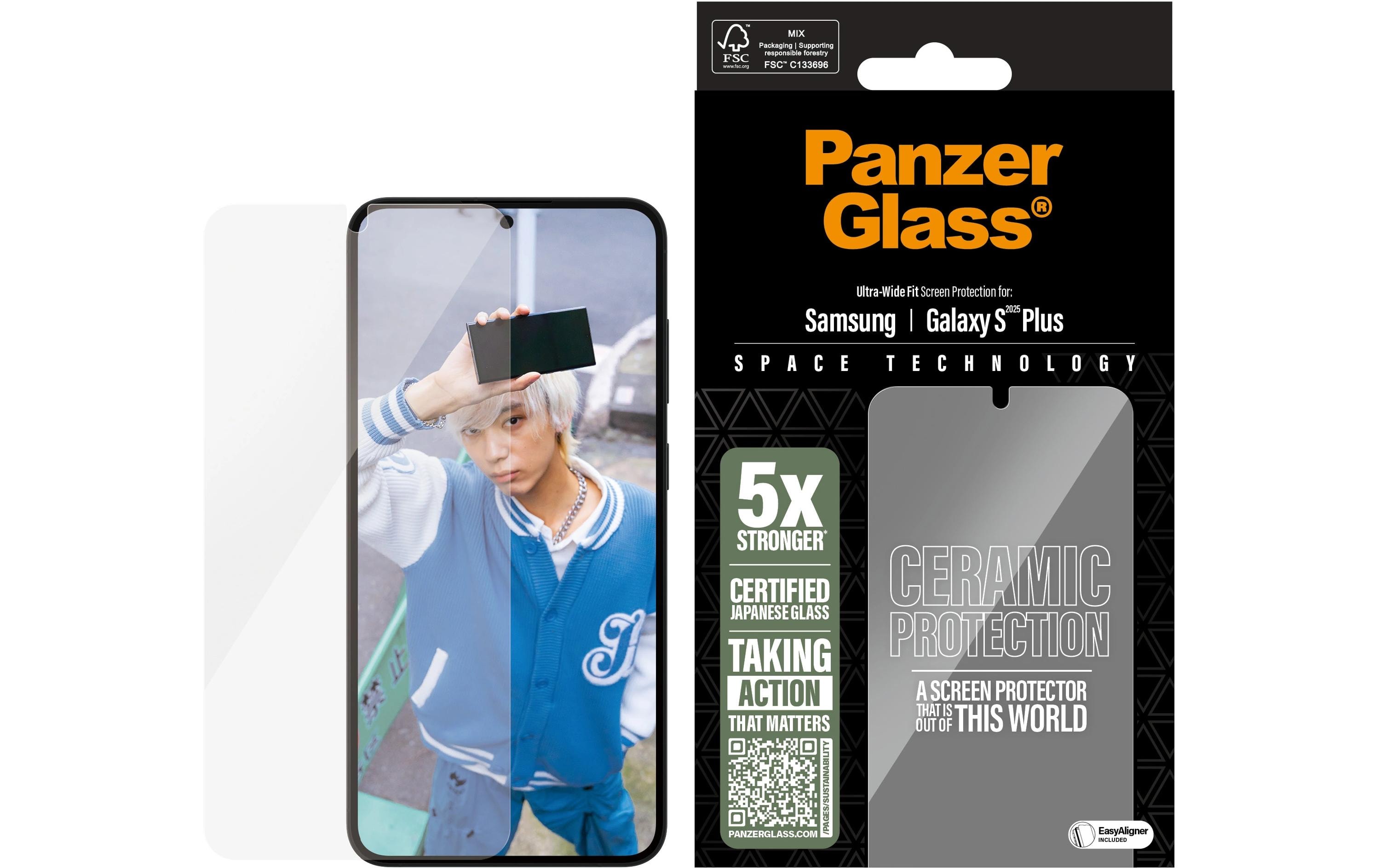PanzerGlass Ceramic Protection - Bildschirmschutz für Handy - ultrabreite Passform - Glas