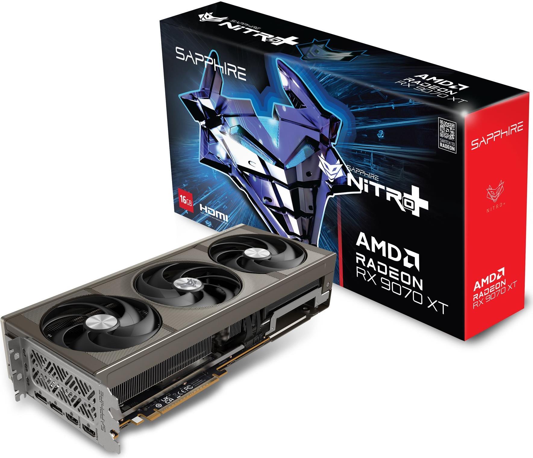 SAPPHIRE NITRO+ AMD RADEON RX 9070 XT GAMING OC Grafikkarte - 16GB GDDR6, 2x HDMI, 2x DP