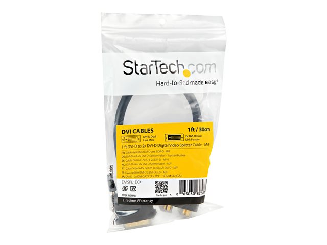 StarTech.com DVI-D auf 2x DVI-D 30cm Splitter Kabel - Dual Link DVI25 Y-Kabel - Stecker/2x Buchse - DVI-Adapter vergoldete Kontakte - Video-Verteiler - DVI - 30.5 cm