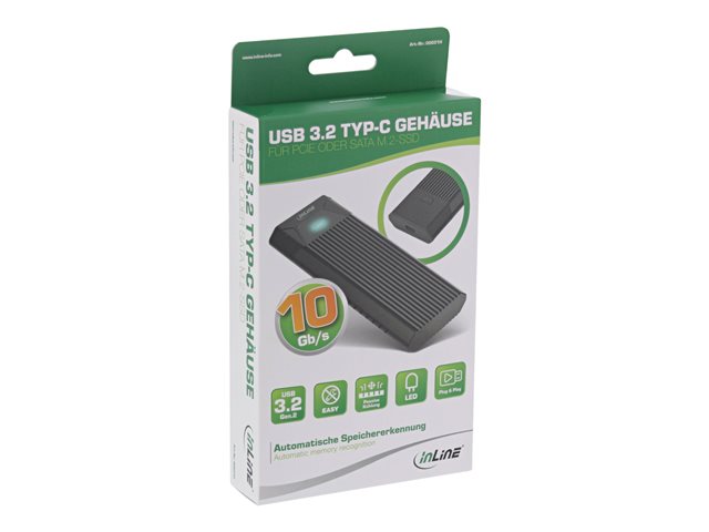 InLine - Speichergehäuse - M.2 Card (PCIe NVMe & SATA) - USB 3.2 (Gen 2)
