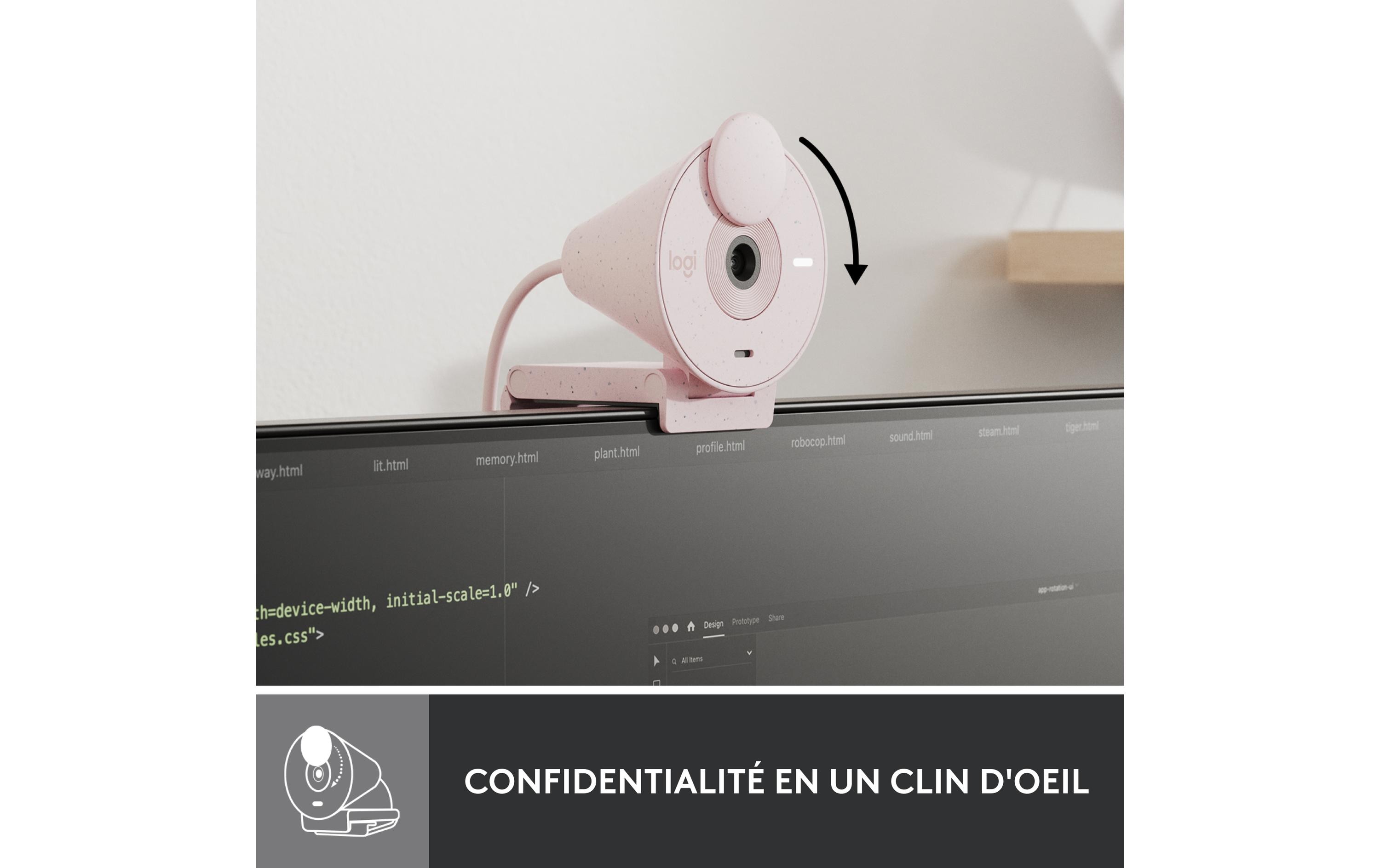 Logitech BRIO 300 - Webcam - Rose - 2 MP - 1920 x 1080 - 1080p, 720p - Audio - USB-C