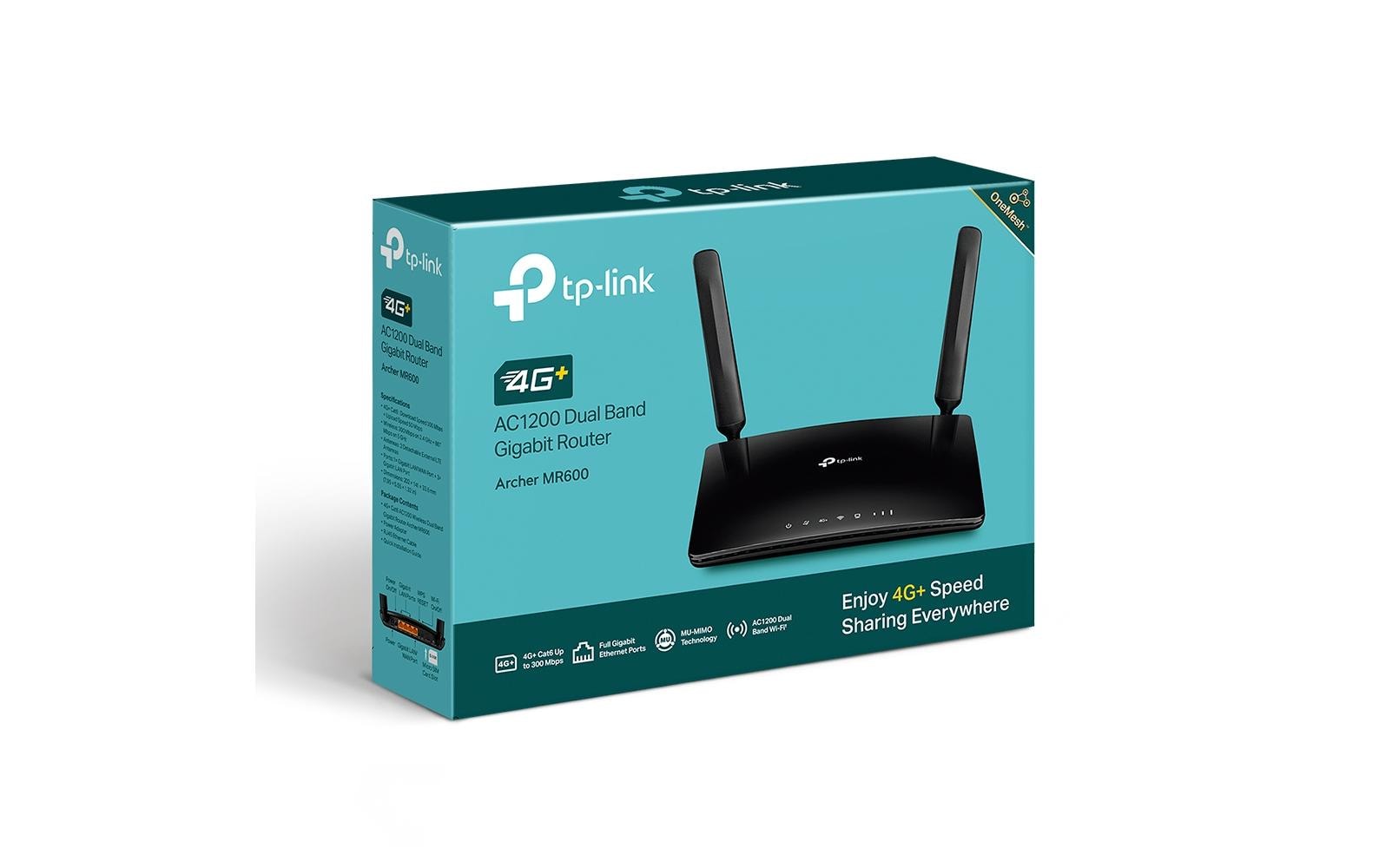 TP-Link Archer MR600 4G+ Cat6 AC1200 Wireless Dual Band - Wireless Router - WWAN - Wi-Fi 5 - Desktop