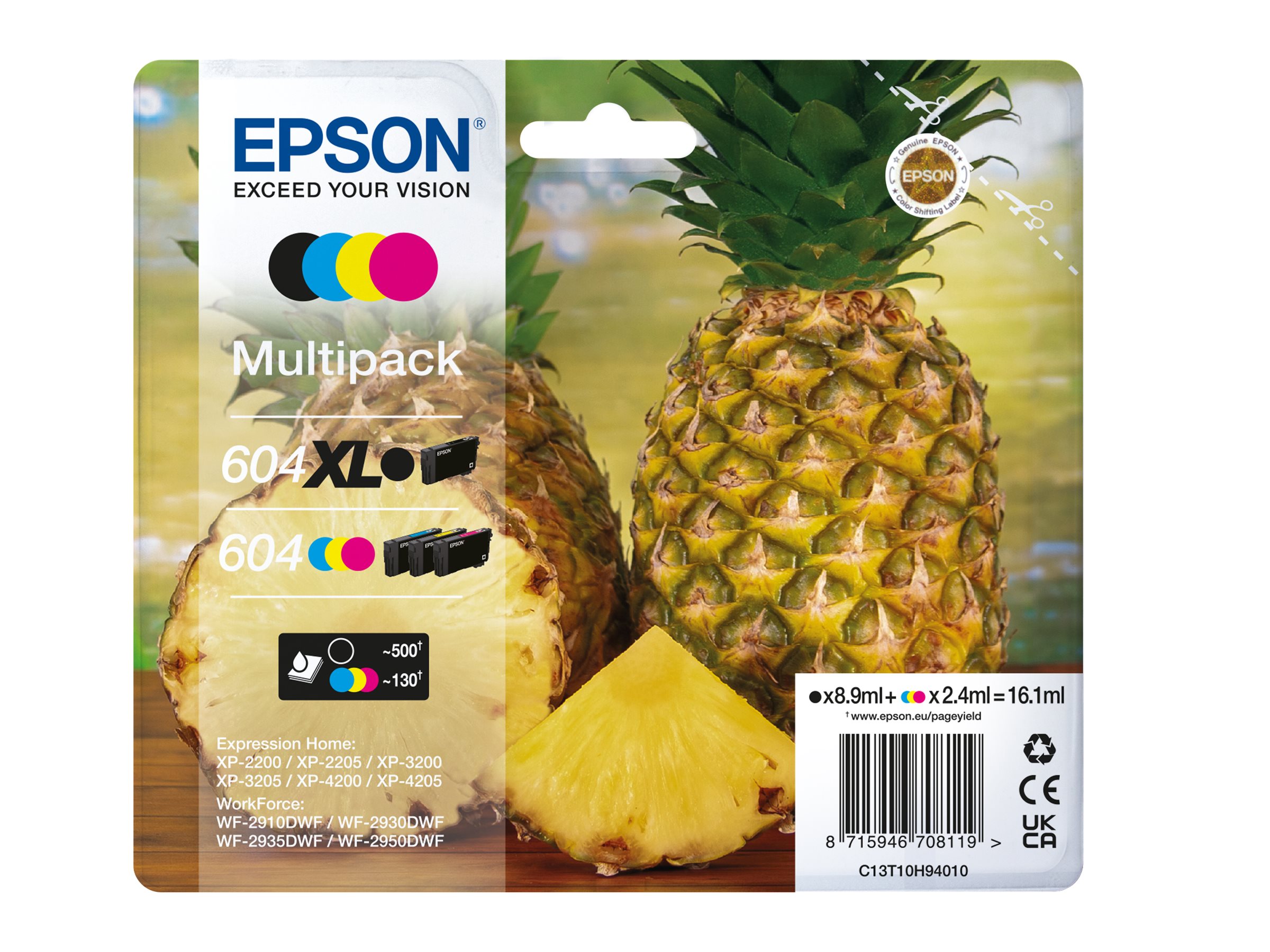 Epson 604/604XL Multipack - 4er-Pack - XL (Schwarz) + Standard-KapazitÃ¤t - Schwarz
Cyan
Magenta
Gelb - original - Tintenpatrone