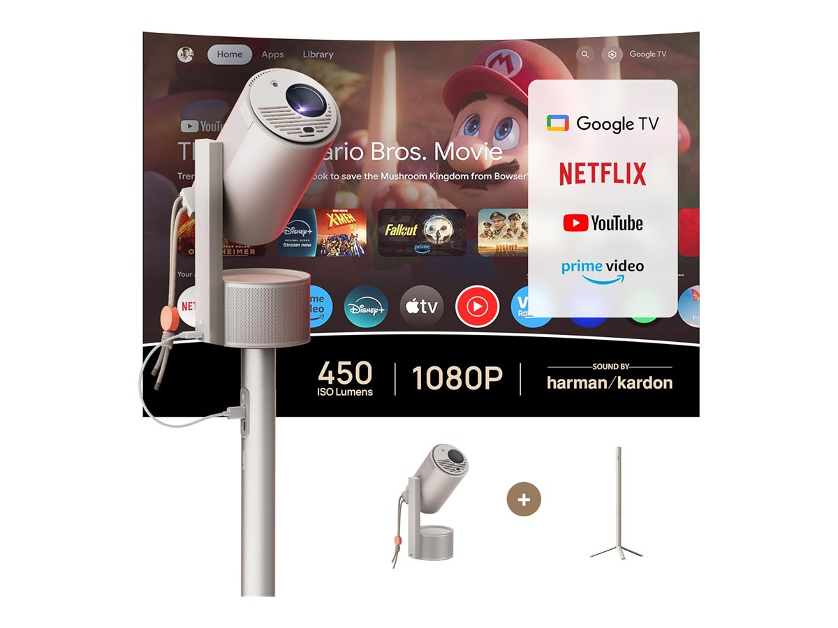 XGIMI MoGo 3 Pro - DLP-Projektor - tragbar - 3D - 802.11a/b/g/n/ac Wireless / Bluetooth 5.0 - mit PowerBase stand