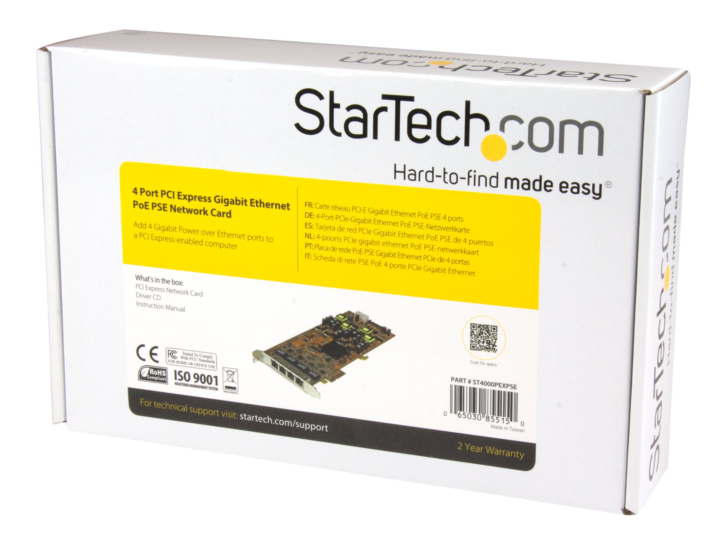 StarTech.com 4 Port Gigabit Power over Ethernet PCI Express Netzwerkkarte - PSE / PoE PCIe NIC - 4-fach (Quad) PCI-e Karte - Netzwerkadapter - PCIe x4 - Gigabit Ethernet x 4