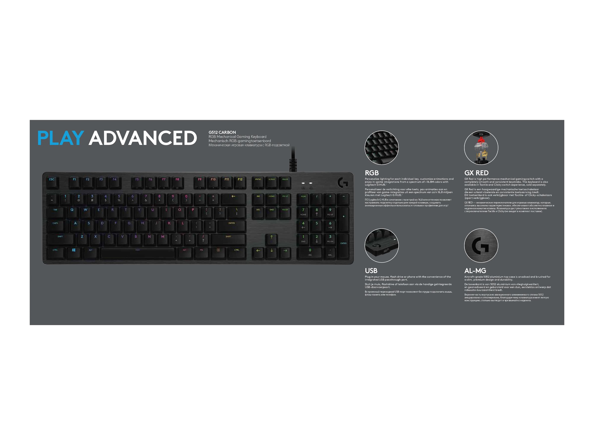 Logitech Gaming G512 - Tastatur - US International - Kohle Eingabegerät