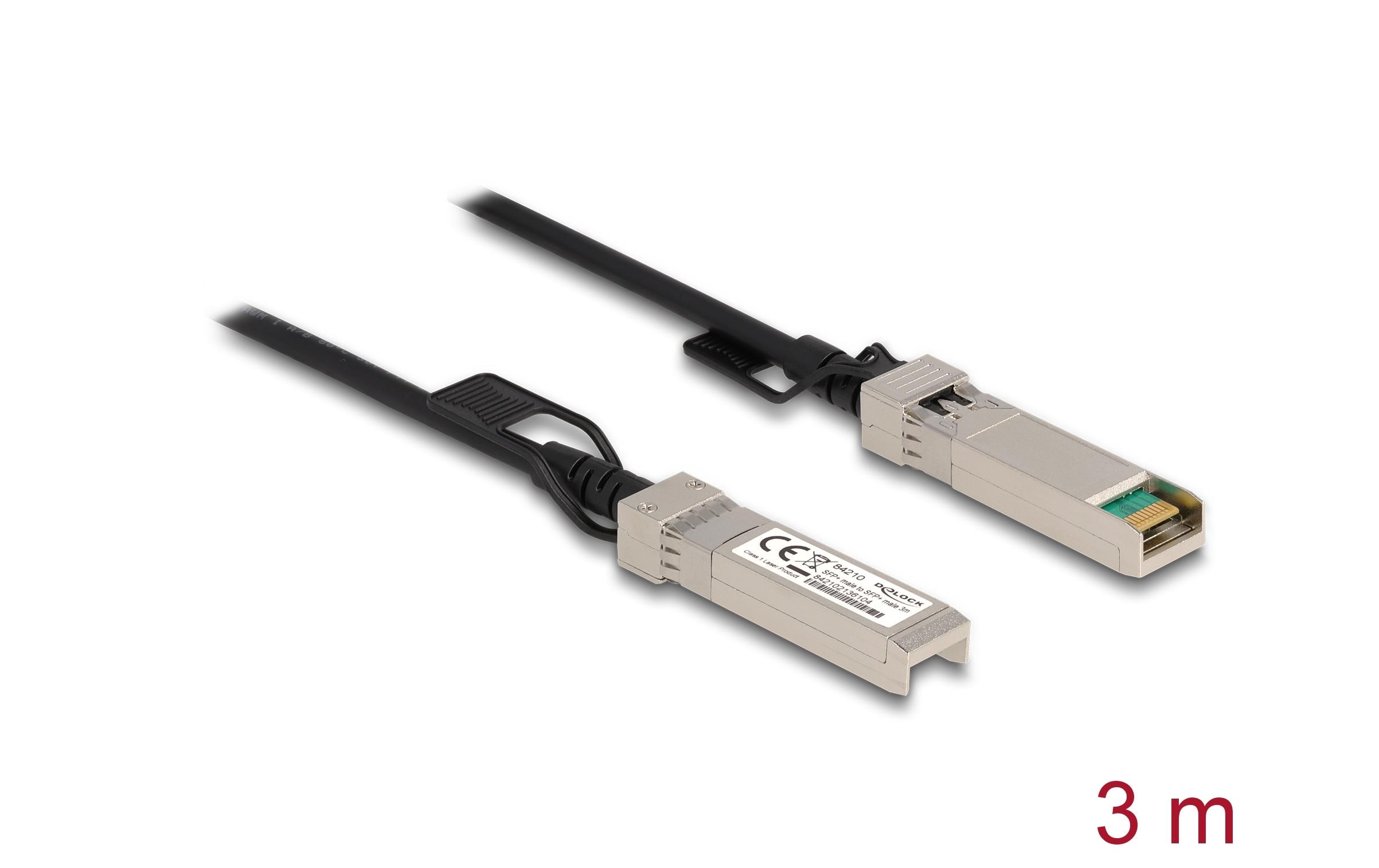 Delock - Direktanschlusskabel - SFP+ (M) zu SFP+ (M) - 3 m - 5 mm - twinaxial - SFF-8431/SFF-8432 - passiv - Schwarz