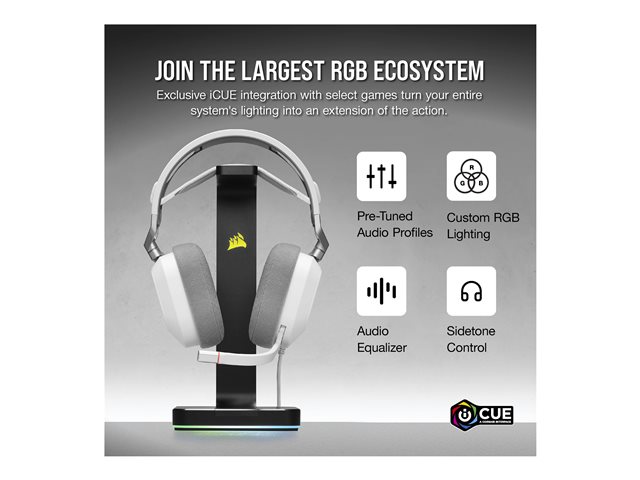 CORSAIR Gaming HS80 RGB - Headset - ohrumschließend - kabelgebunden - USB - weiß