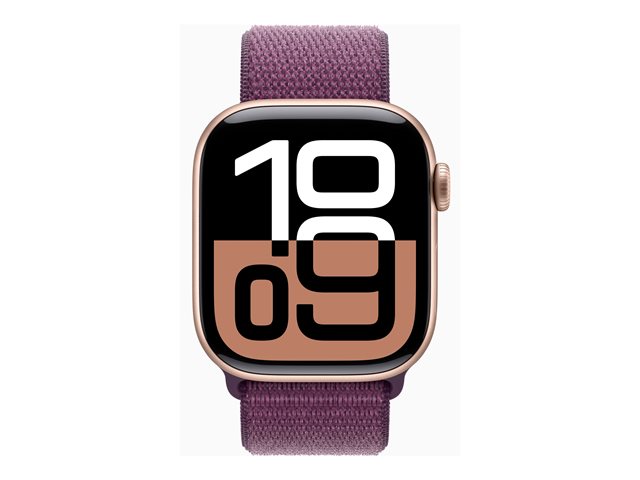 Apple Watch Series 10 GPS 42mm Rose Gold Aluminium Case mit Plum Sport Band (MWWK3QF/A)