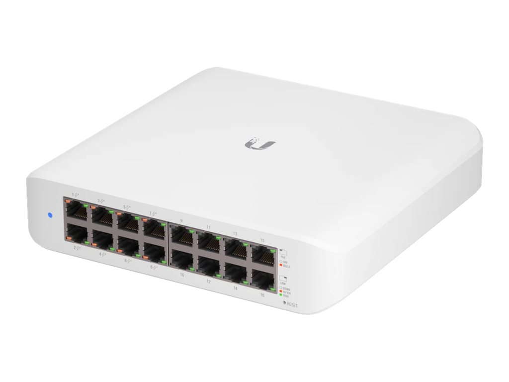Ubiquiti UniFi Switch Lite USW-Lite-16-POE - Switch - managed - 16 x 10/100/1000 (8 PoE+) - Desktop, wandmontierbar - PoE+ (45 W) (USW-Lite-16-POE)