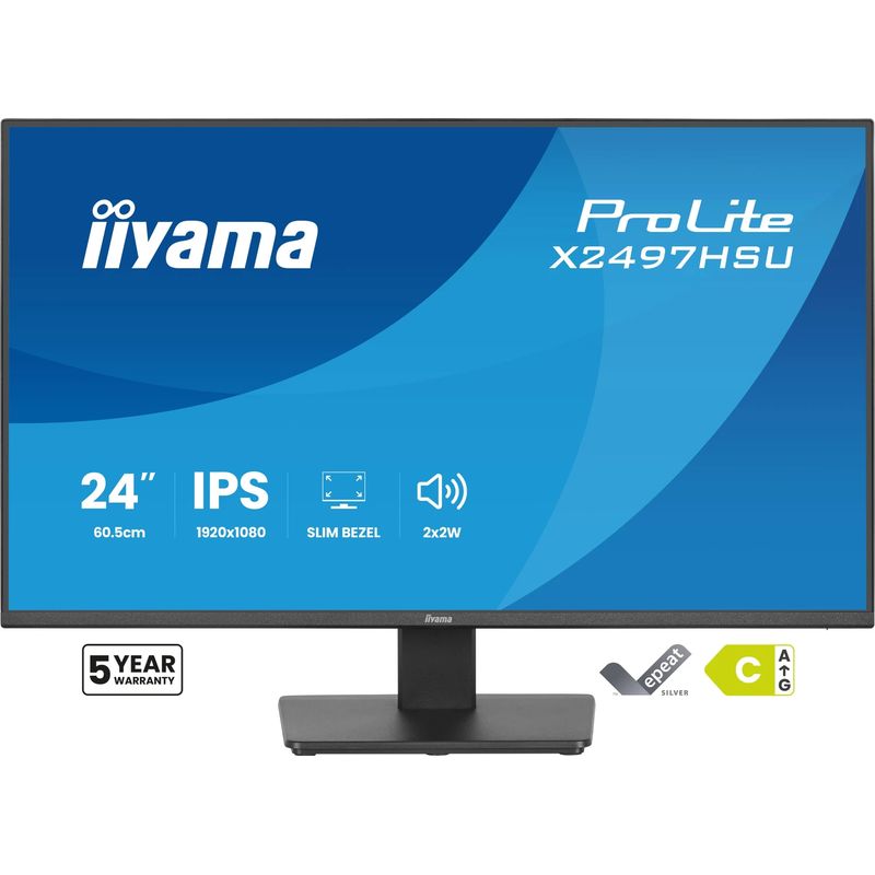 Iiyama X2497HSU-B1 4 24" LCD Full HD IPS Black - Flachbildschirm (TFT/LCD) - 60,5 cm - 1 ms - 1.500:1 - 350 cd/m² - IPS - DisplayPort - HDMI - USB Typ C