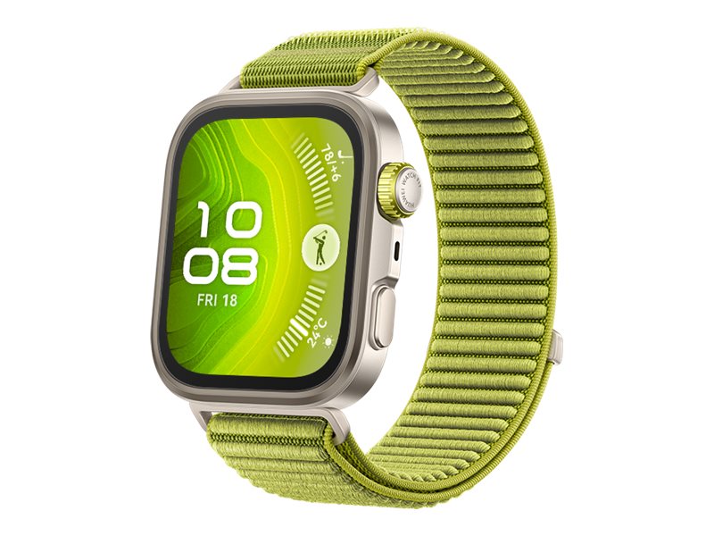 Huawei Watch Fit 4 Pro - Aluminiumlegierung - intelligente Uhr mit Riemen - Nylon - grün - Handgelenkgröße: 130-210 mm - Anzeige 4.6 cm (1.82") - Bluetooth - 30.4 g - Titanium Green